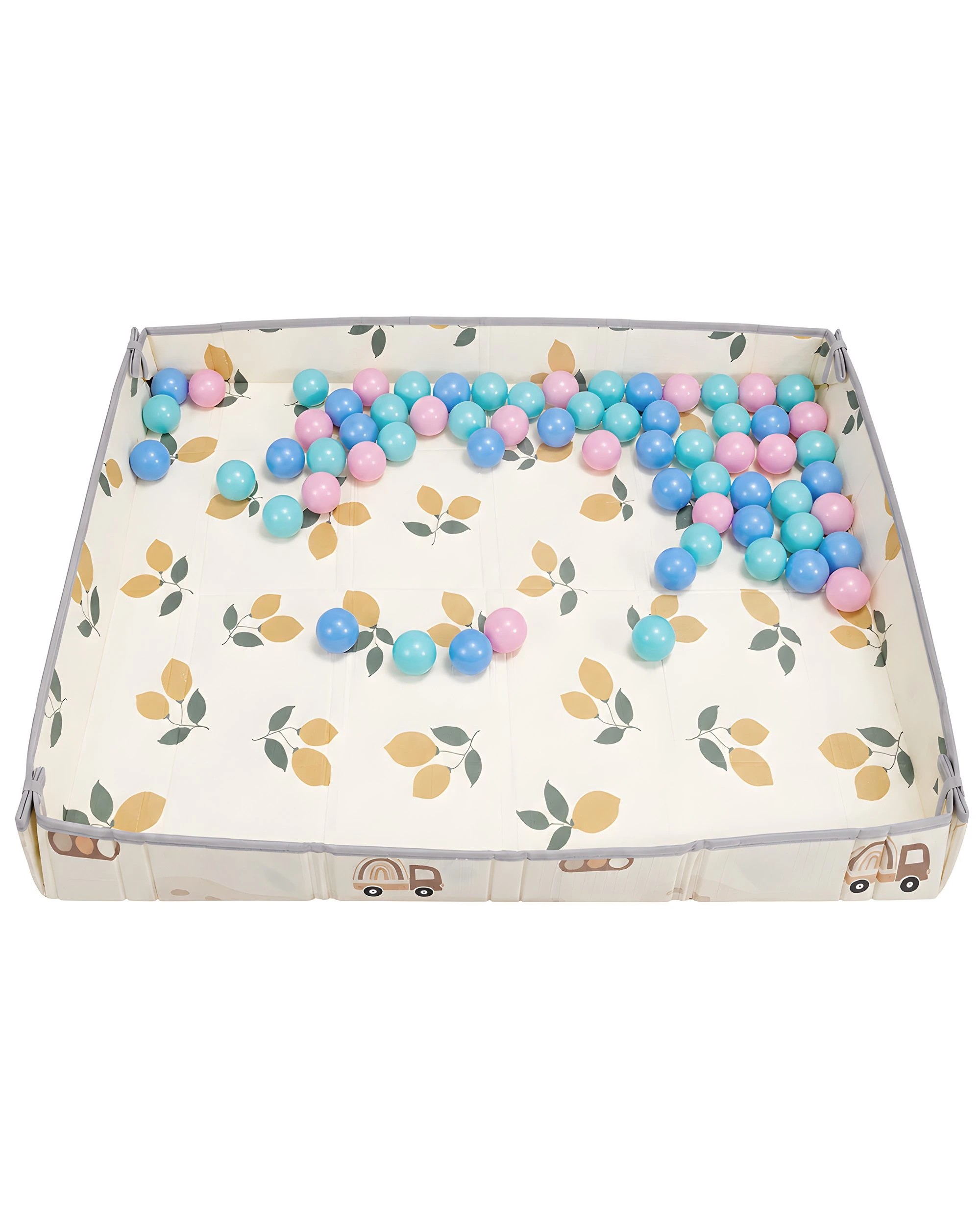 1 Playpals Baby Play Mat with Fold-Up Sides w/ Pit Balls XPE Foam 148x177cm Rainbow Convoy, 1 of 8