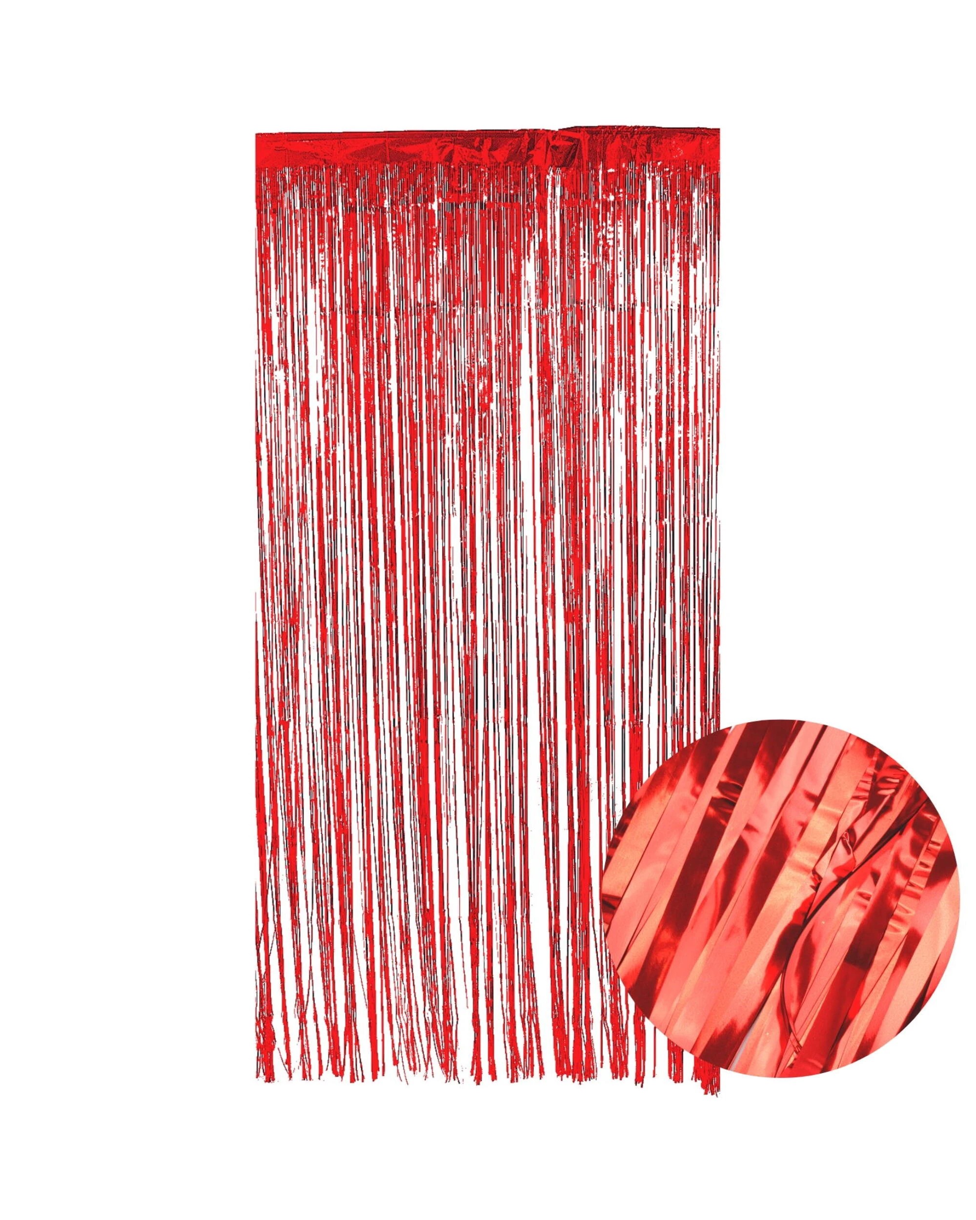 1 Partyrama Metallic Red Foil Backdrop Curtain 100cm x 200cm - Red, 1 of 1