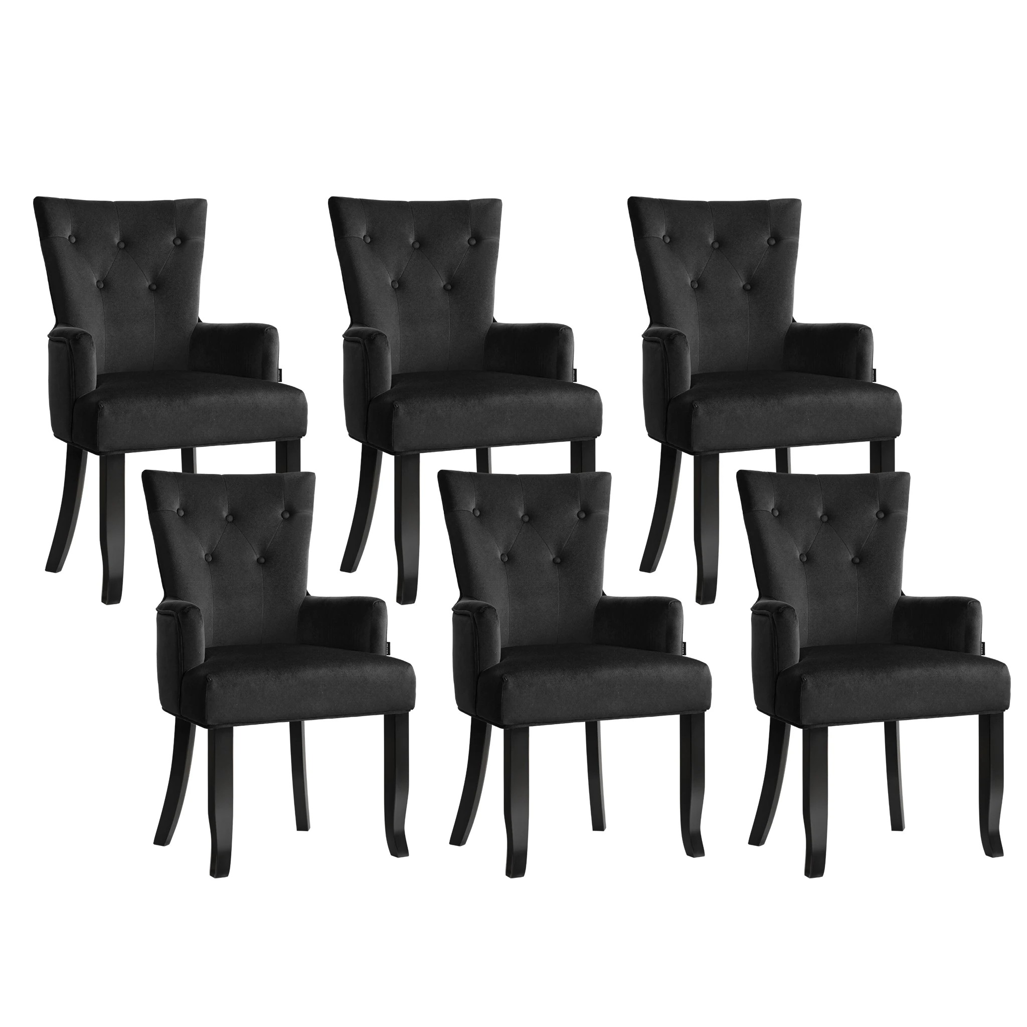 1 Artiss Dining Chairs Velvet French Provincial Armchair - Black, 1 of 8
