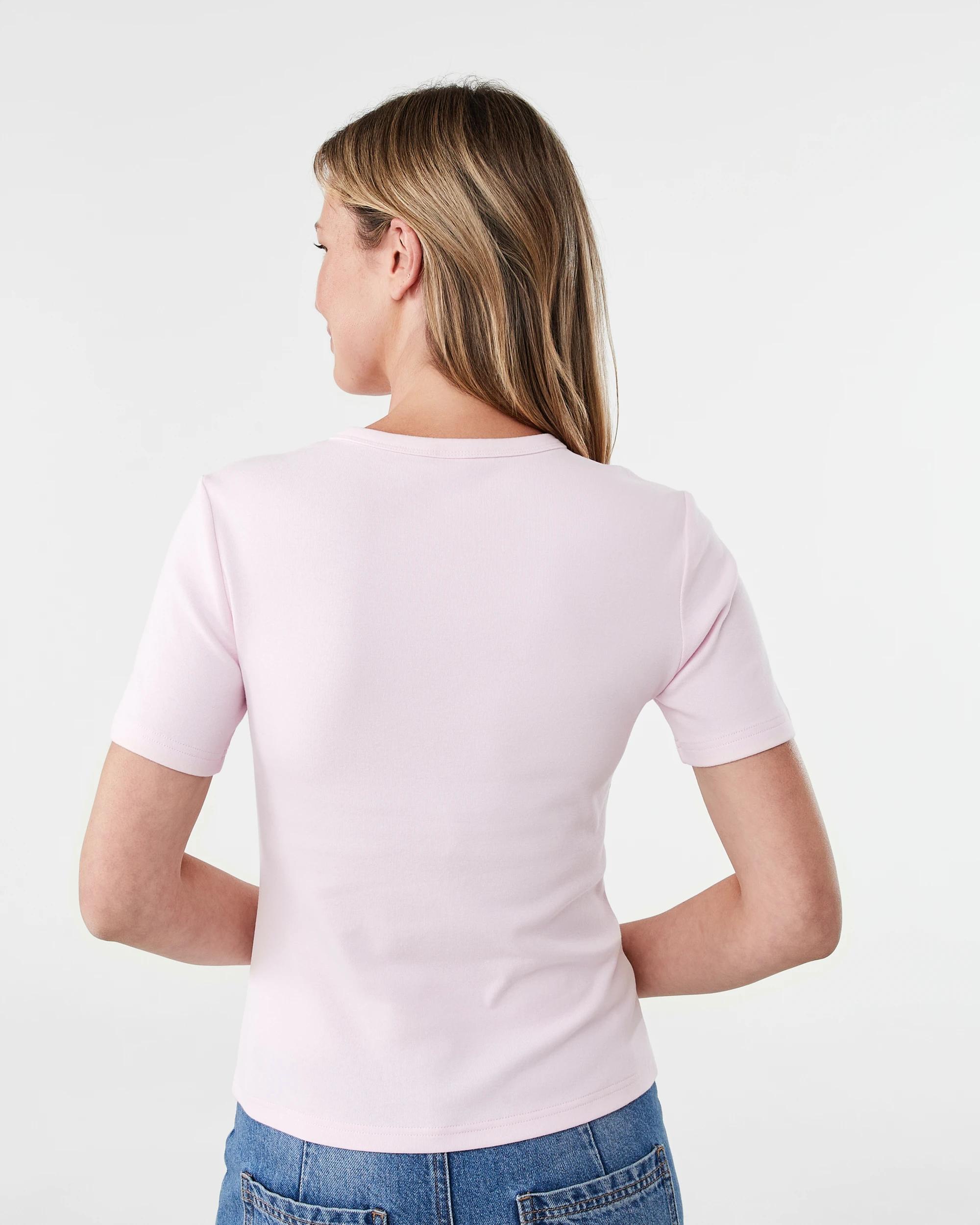 3 Short Sleeve Rib Crew Neck T-shirt Bllet Pink, 3 of 5