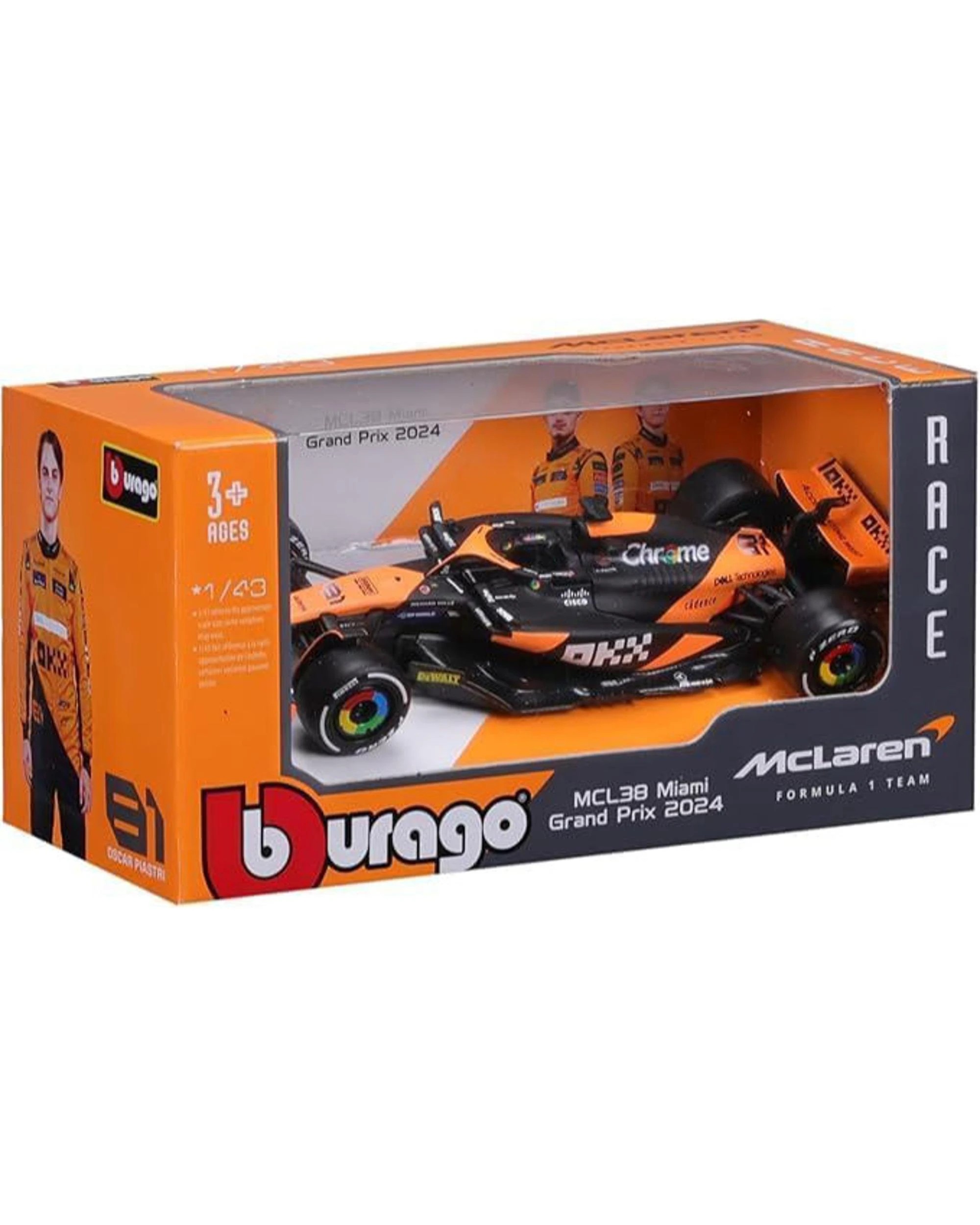 5 Bburago Formula Racing 2024 F-1 McLaren MCL38 #81 Oscar Piastri 1:43 Scale Diecast Vehicle, 5 of 6
