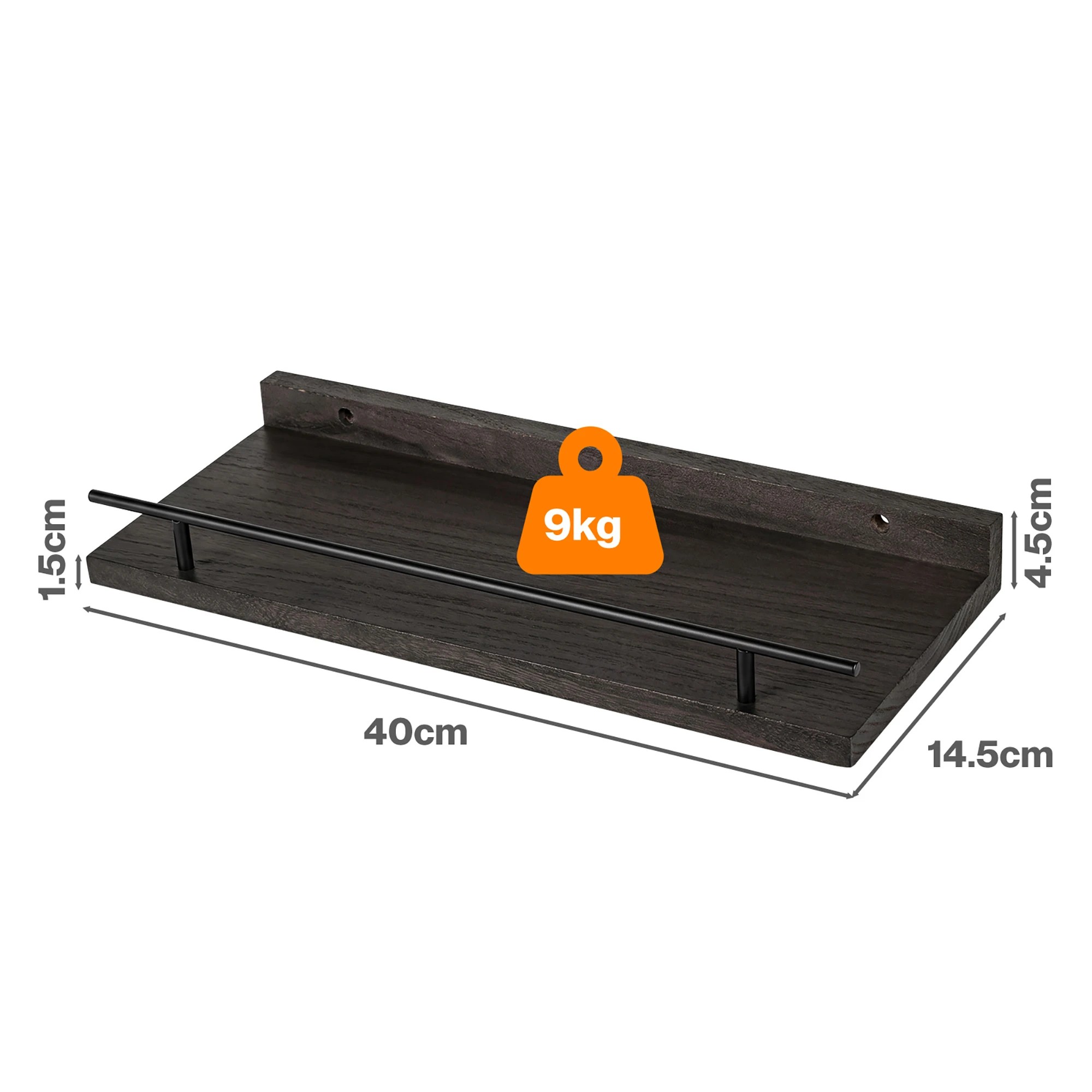 3 Levede 3 Set Wood Shelves For Wall - Black, 3 of 5