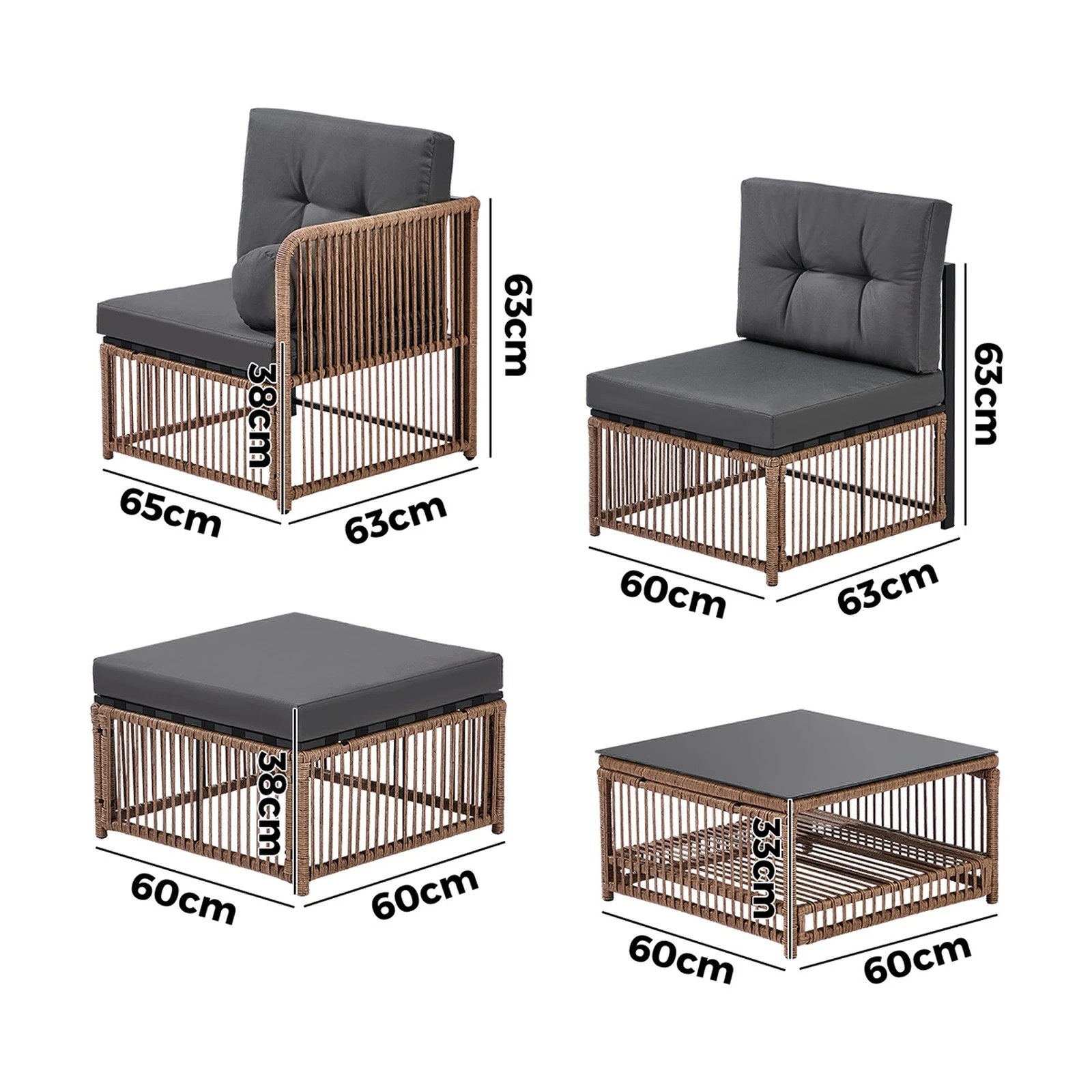 Livsip 6 Seater Outdoor Sofa Set 7PCS Wicker Lounge Setting Patio ...
