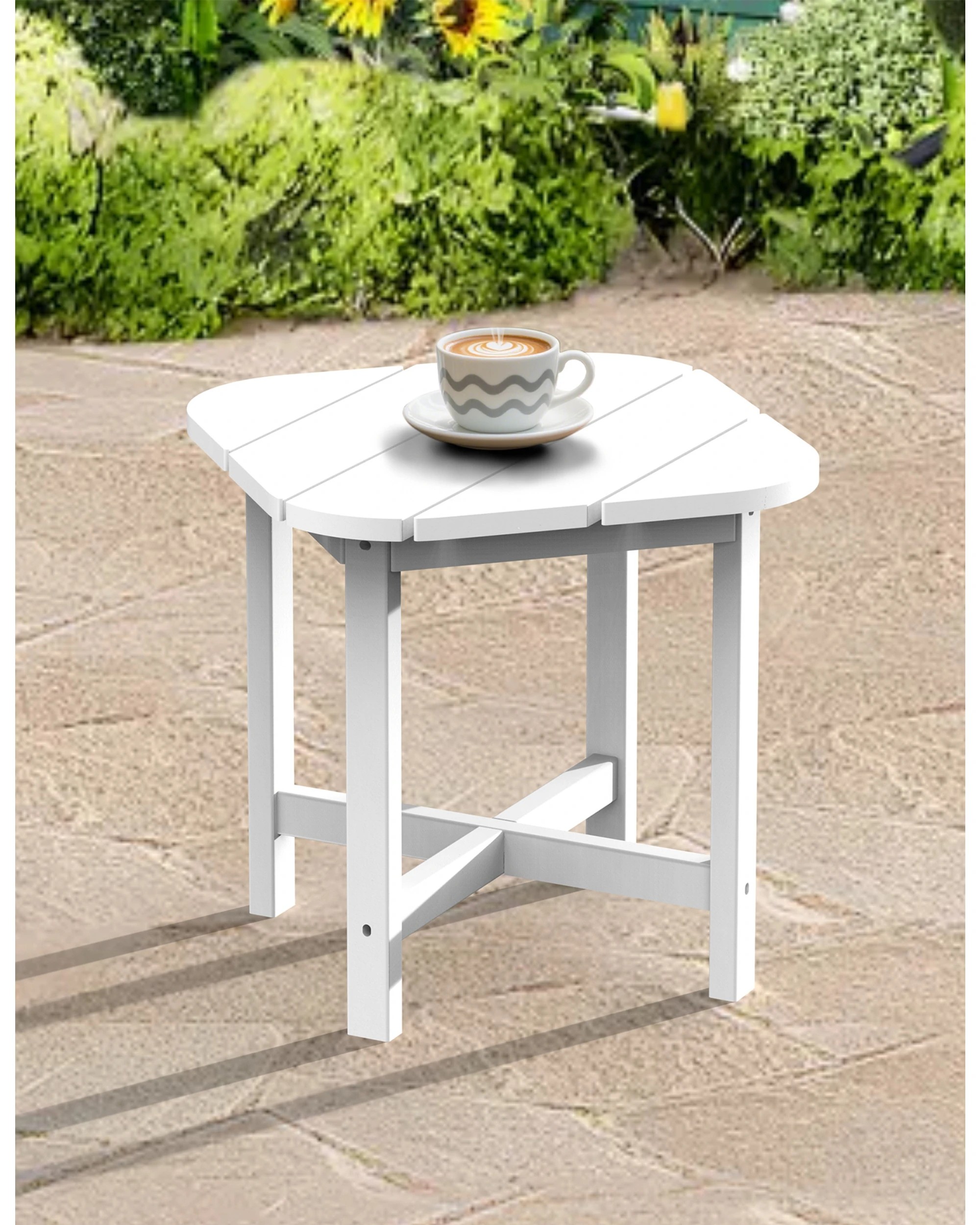 3 EHOMMATE Outdoor HDPE Adirondack Square Side Table - White - White, 3 of 8