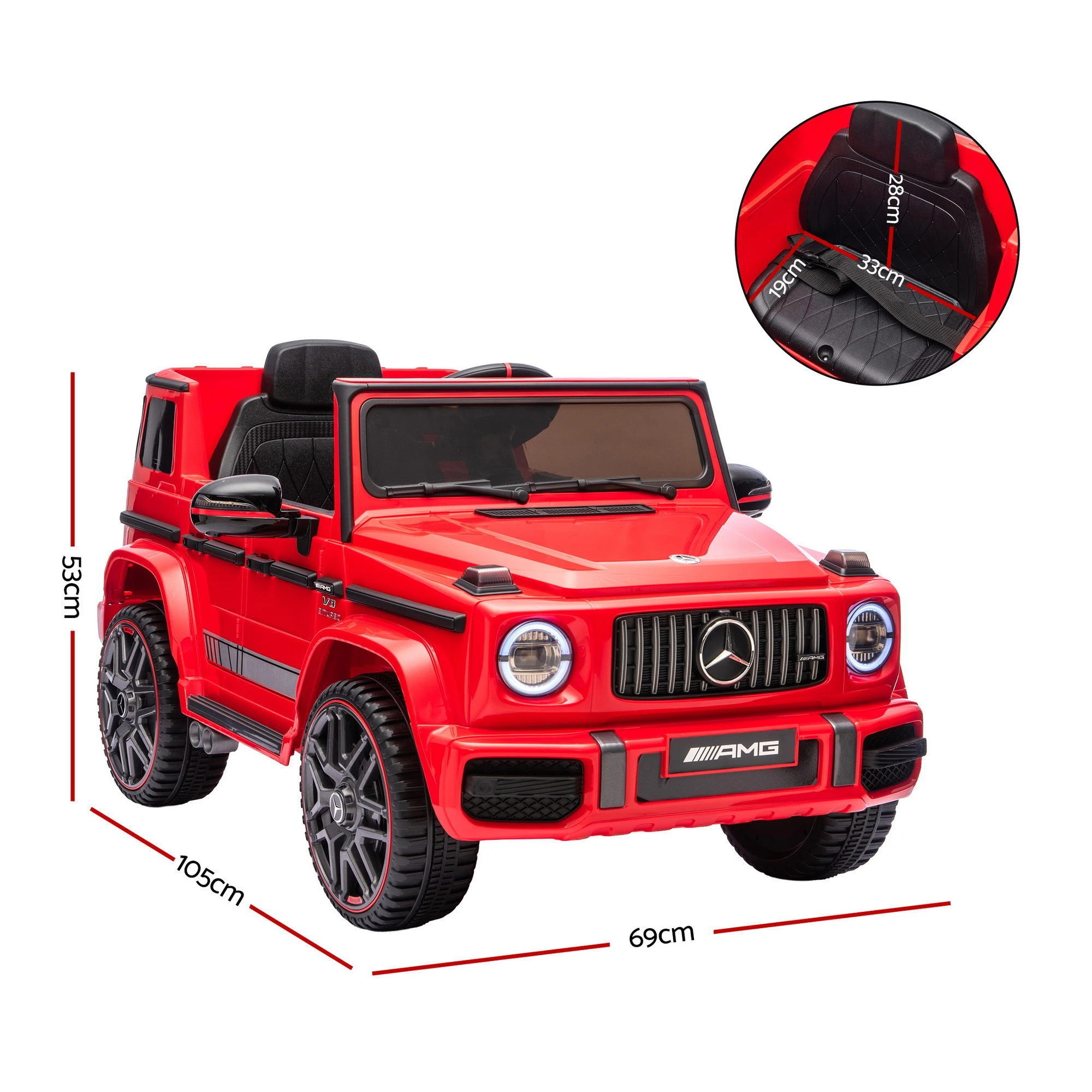 2 Mercedes-Benz 12V Kids Electric Ride On Car G63 Toy Cars Remote Control Horn Music - Red, 2 of 6