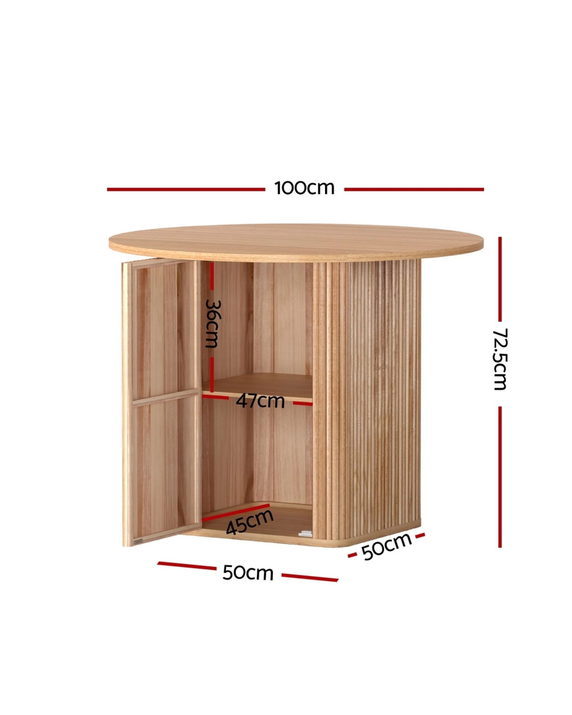 2 1M Artiss Dining Table Storage Base - Natural, 2 of 5