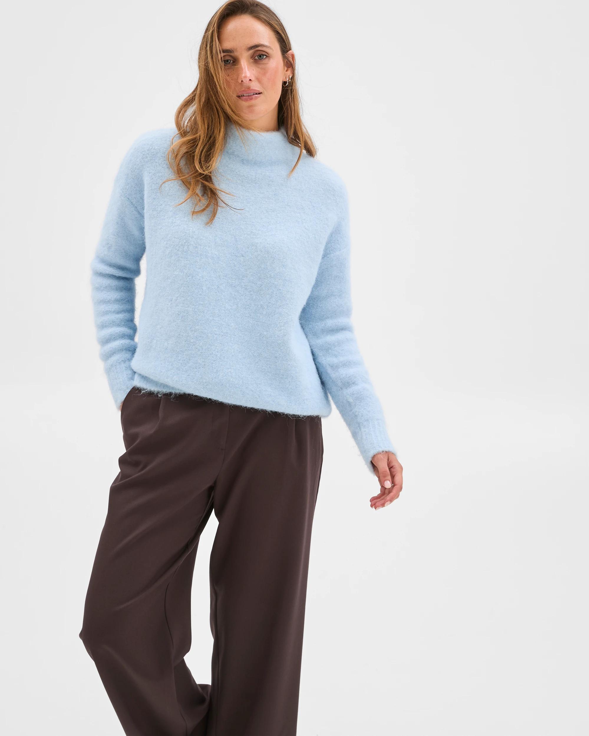 1 Preview Plush Mock Neck Jumper BLUE MIST, 1 of 6
