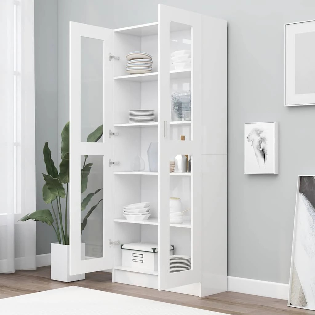 2 Vidaxl Vitrine Cabinet Engineered Wood - White, 2 of 9