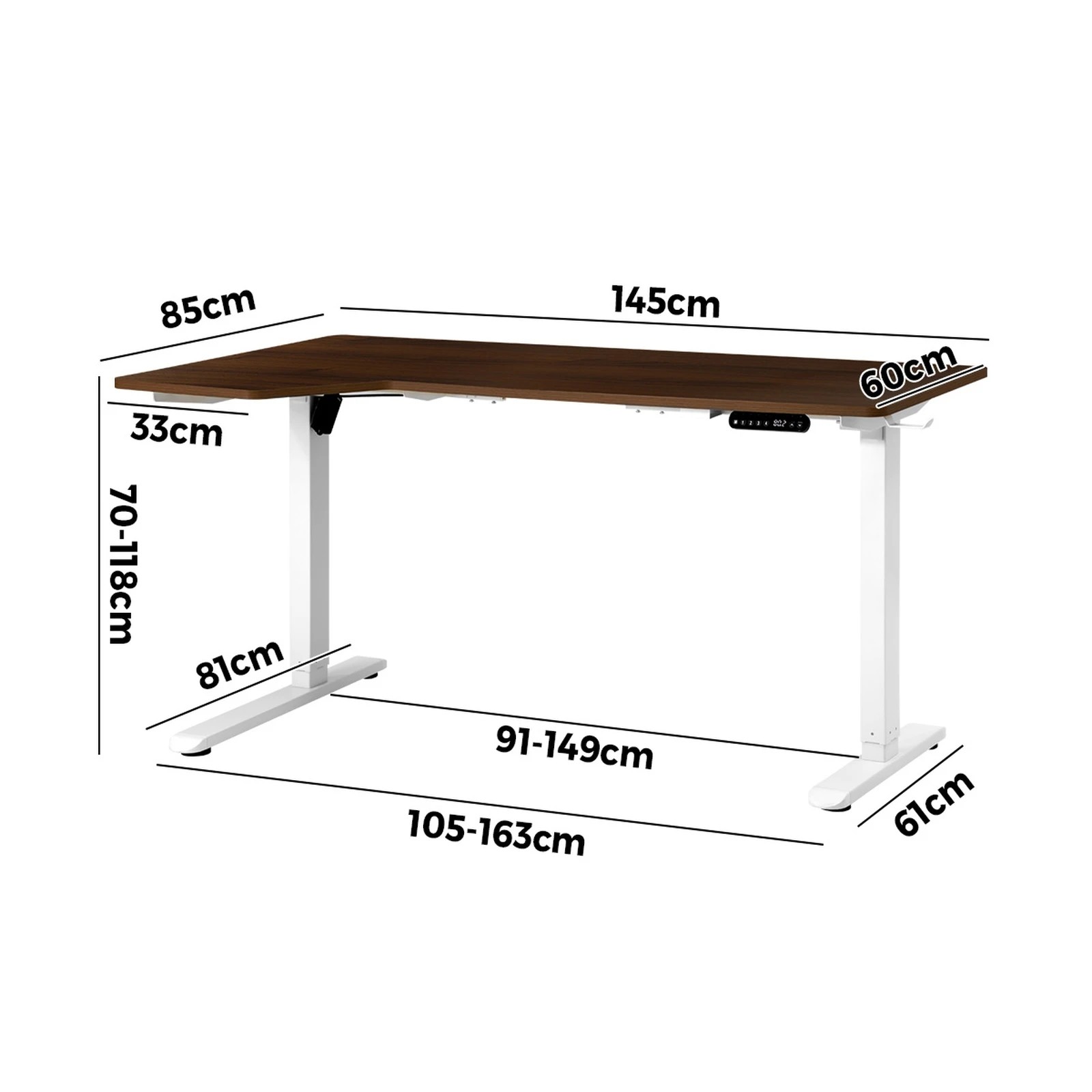 4 Oikiture L-shape Electric Standing Desk Single Motor 145cm Desktop
 - Multi, 4 of 4