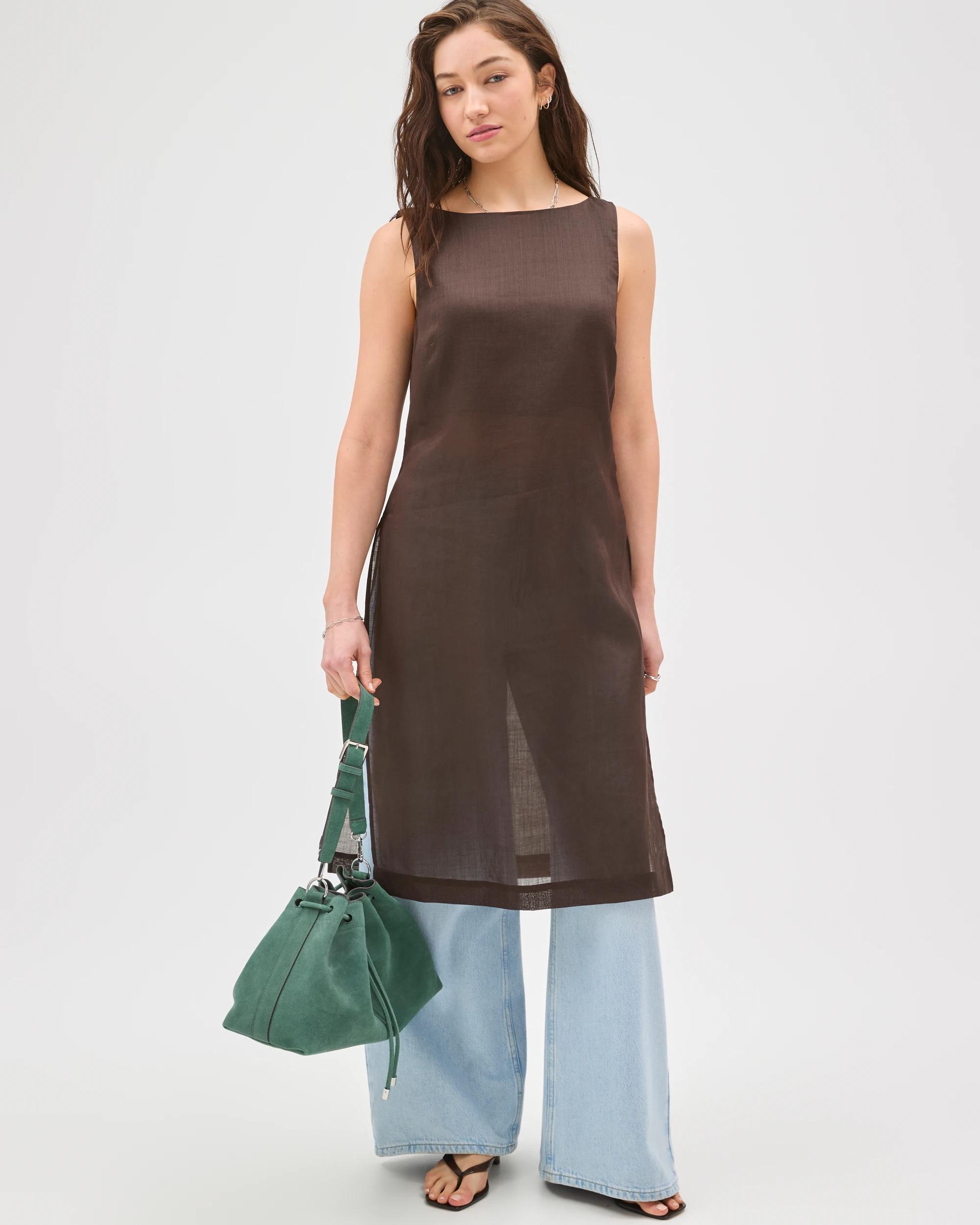 1 Lily Loves Sheer Tunic Top TRUFFLE, 1 of 7