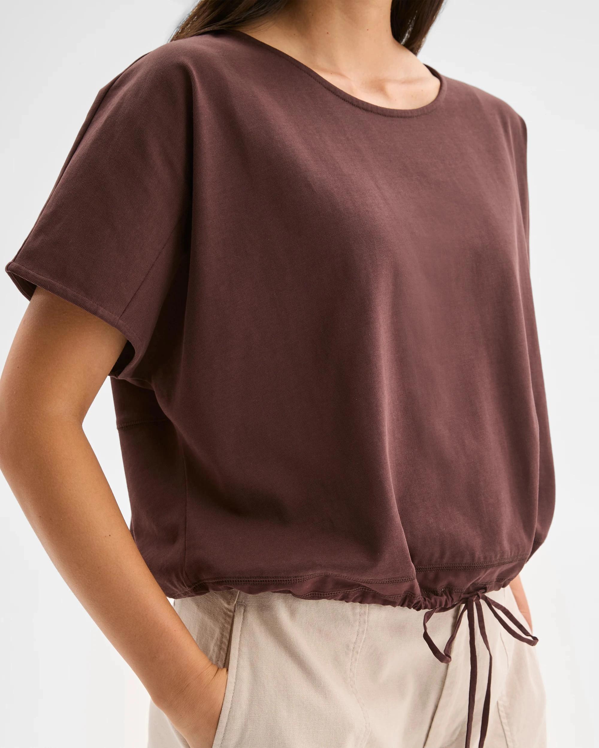 4 Target Woman Australian Cotton Drawcord Hem T-Shirt WINE TRUFFLE, 4 of 5