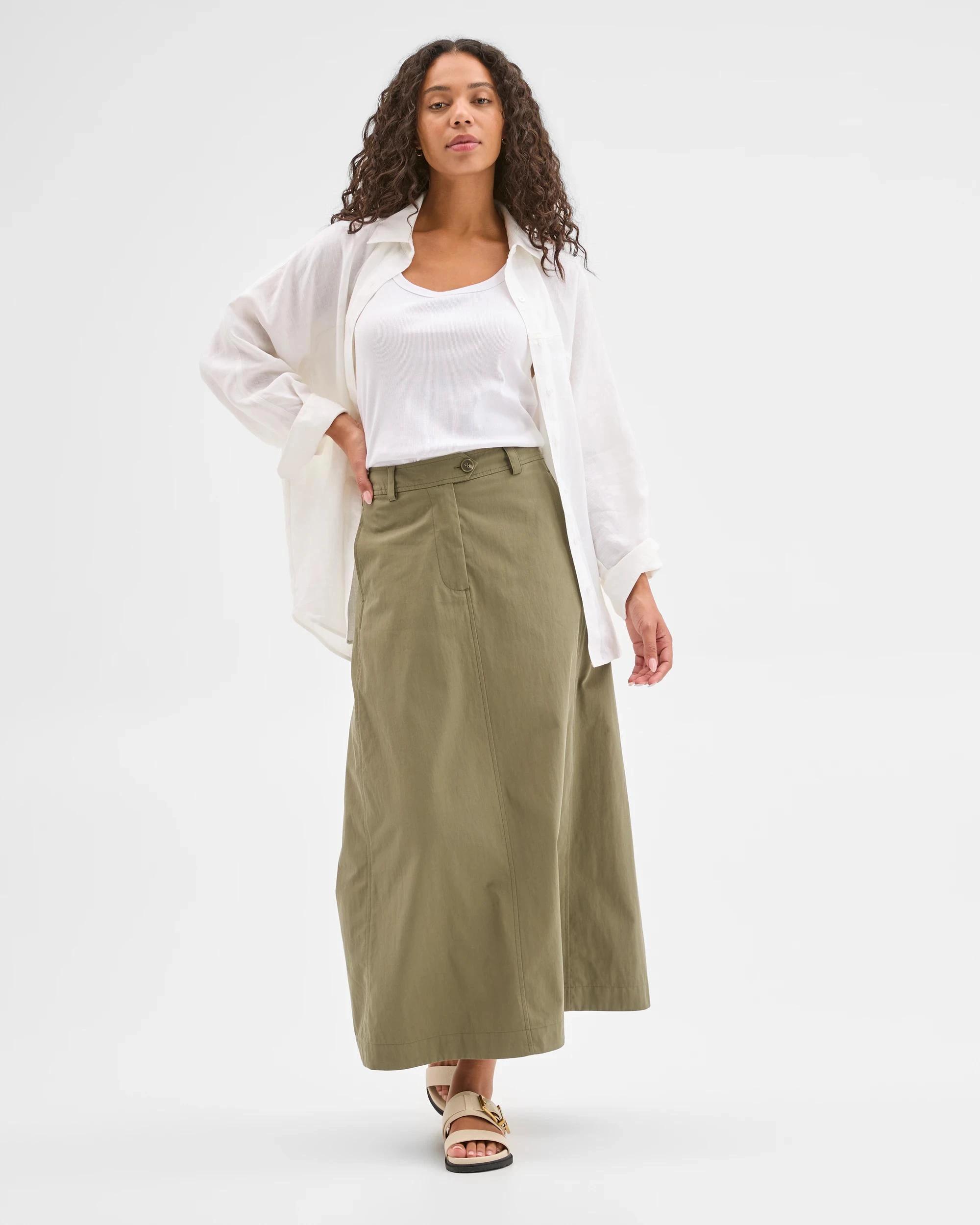 4 Target Australian Cotton Blend A-Line Maxi Skirt DUSTY OLIVE, 4 of 6