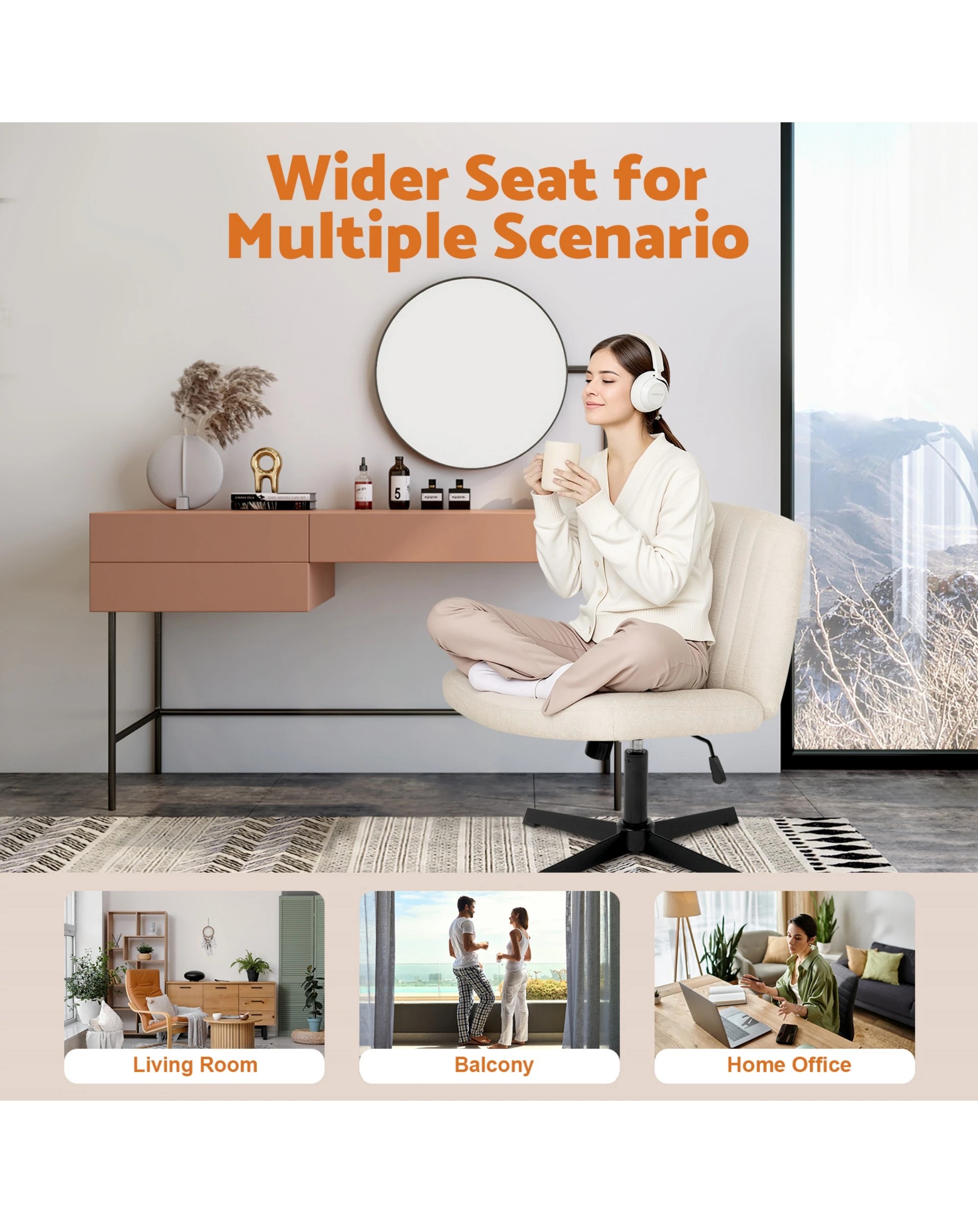 9 Advwin Armless Cross-Legged Office Chair, 9 of 9