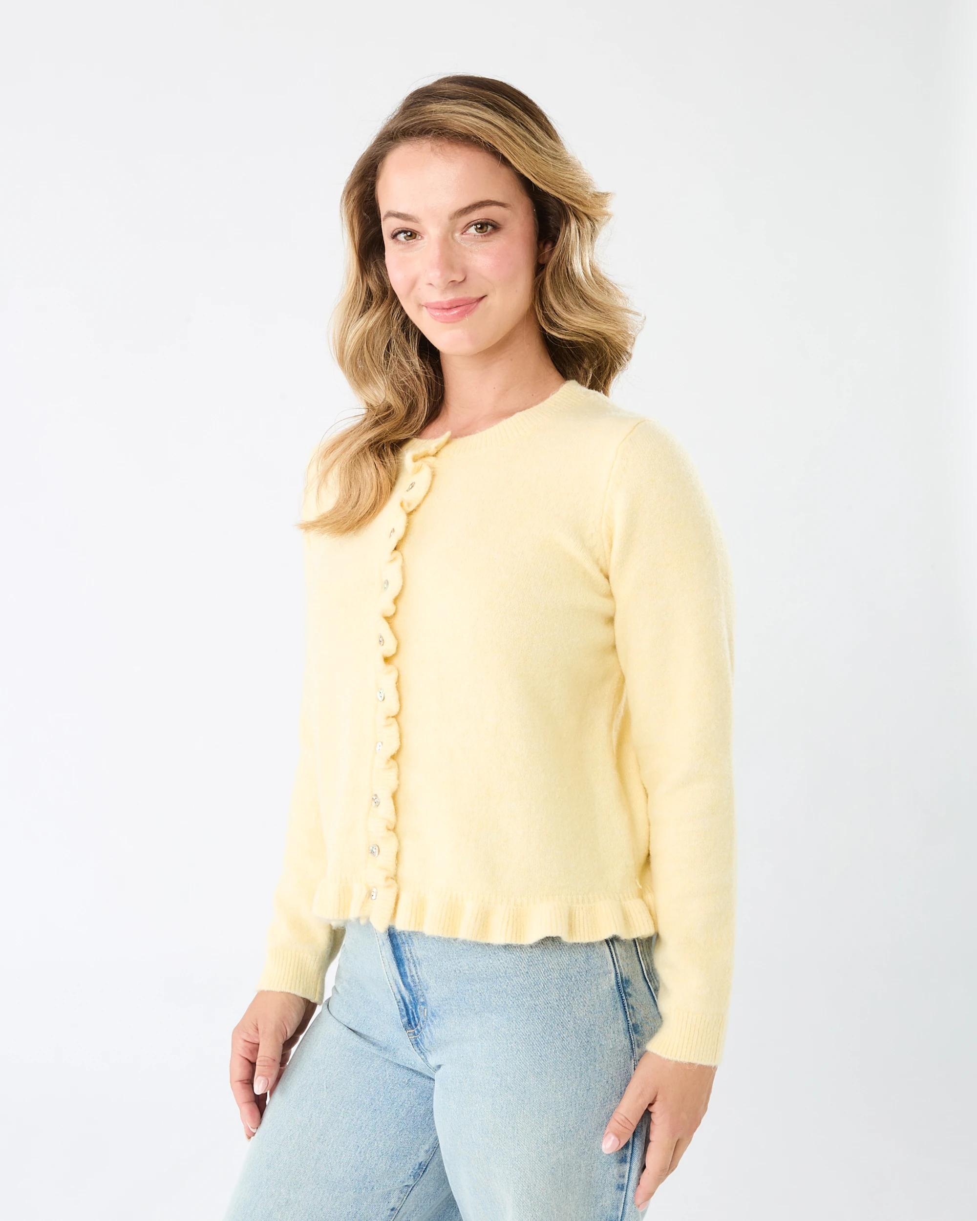 2 Frill Hem Cardigan Fln Yellow, 2 of 6