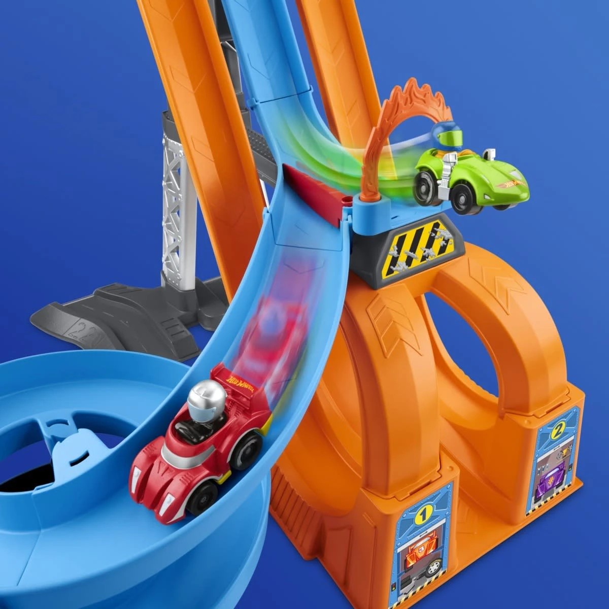 6 Fisher-Price Hot Wheels Little People Racing Loops Tower Toddler Vehicle Playset, 6 of 7