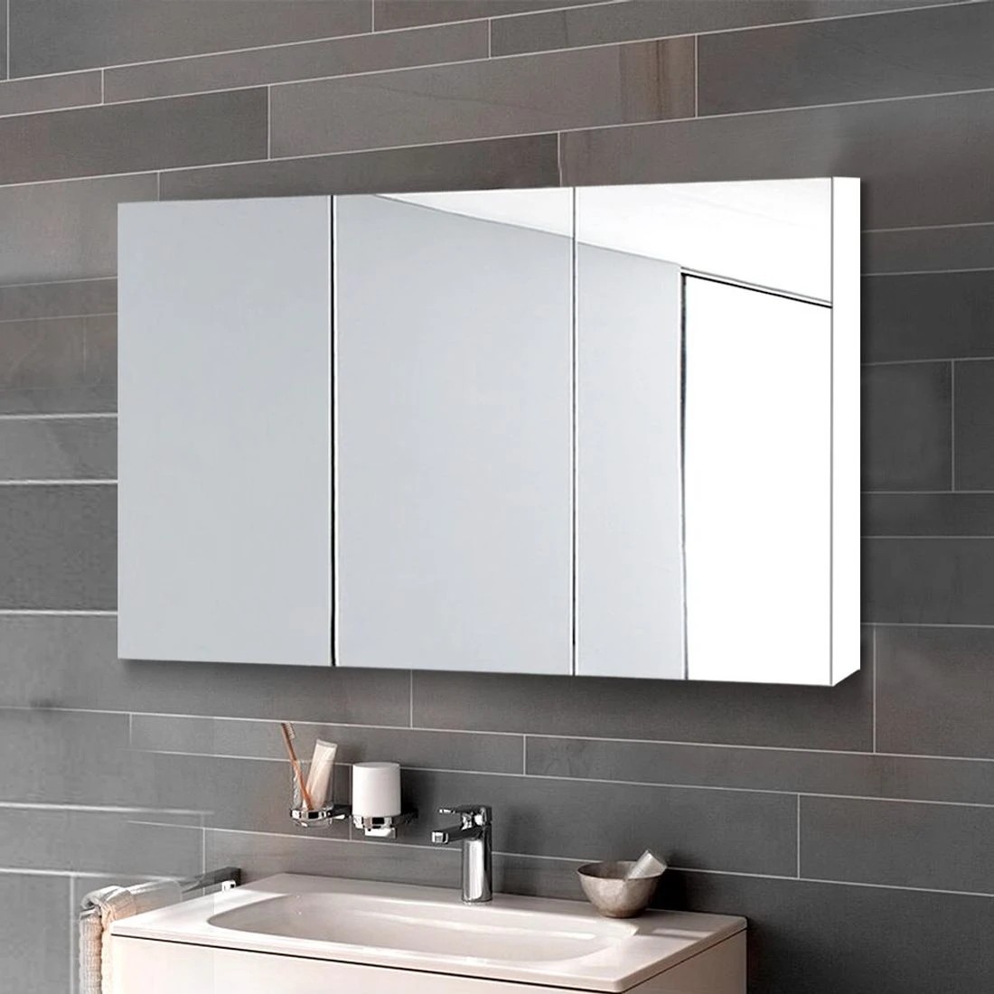 5 Cefito Bathroom Shaving Cabinet Mirror Vanity Medicine Wall Storage 900mmx720mm - White, 5 of 6