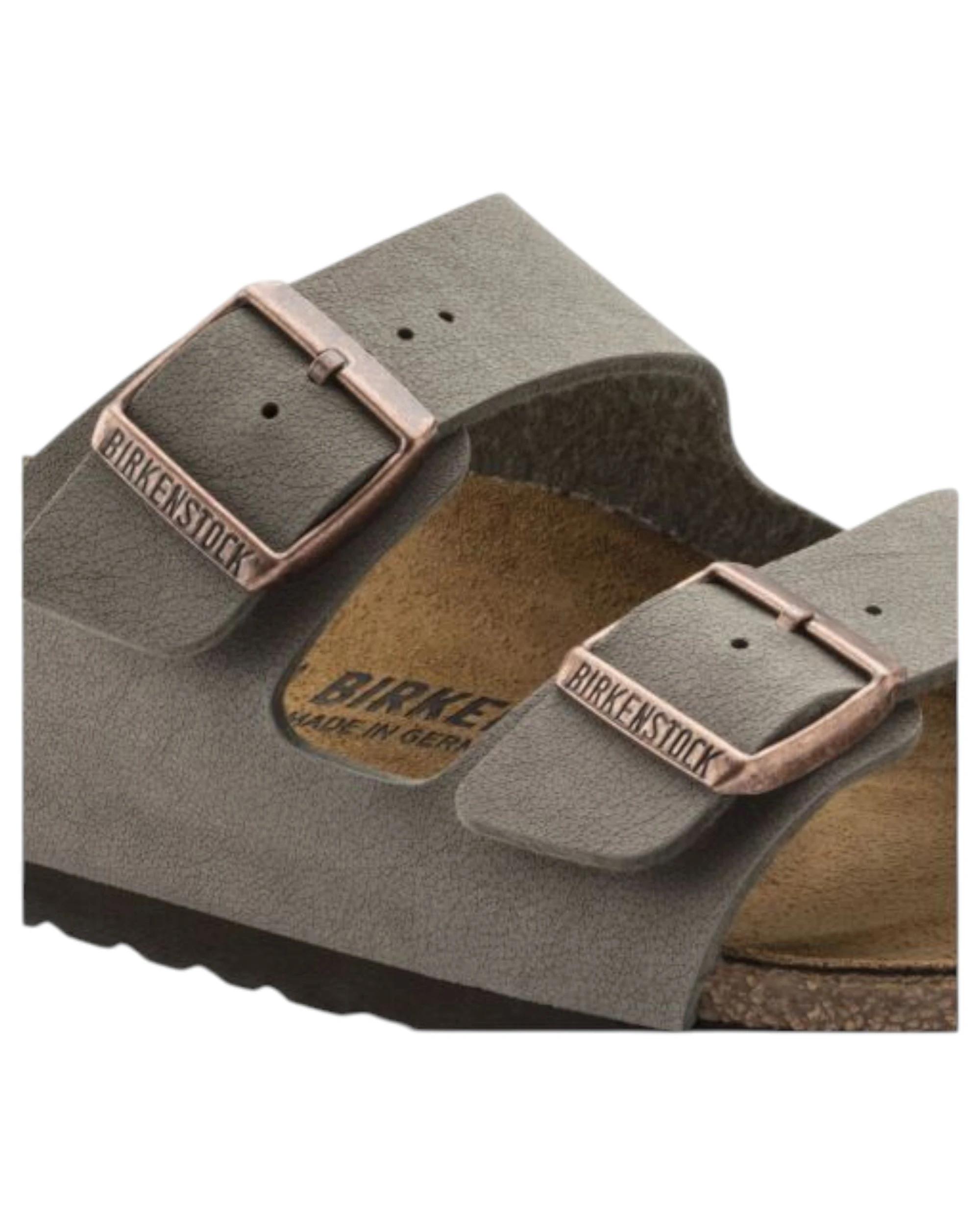 3 Birkenstock Womens Arizona Birko Flor Birkibuc Slip On Sandals STONE, 3 of 6