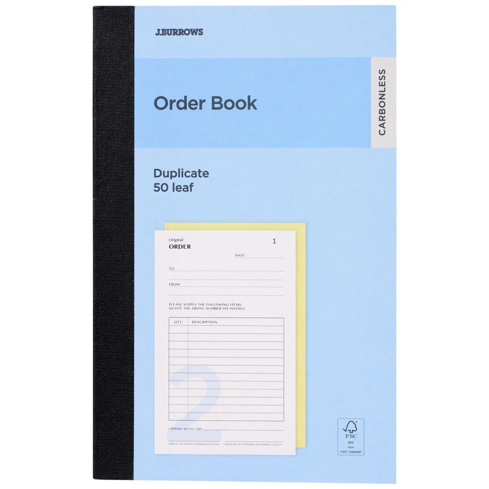 1 J.Burrows Carbonless Duplicate Order Book 50 Leaf, 1 of 1