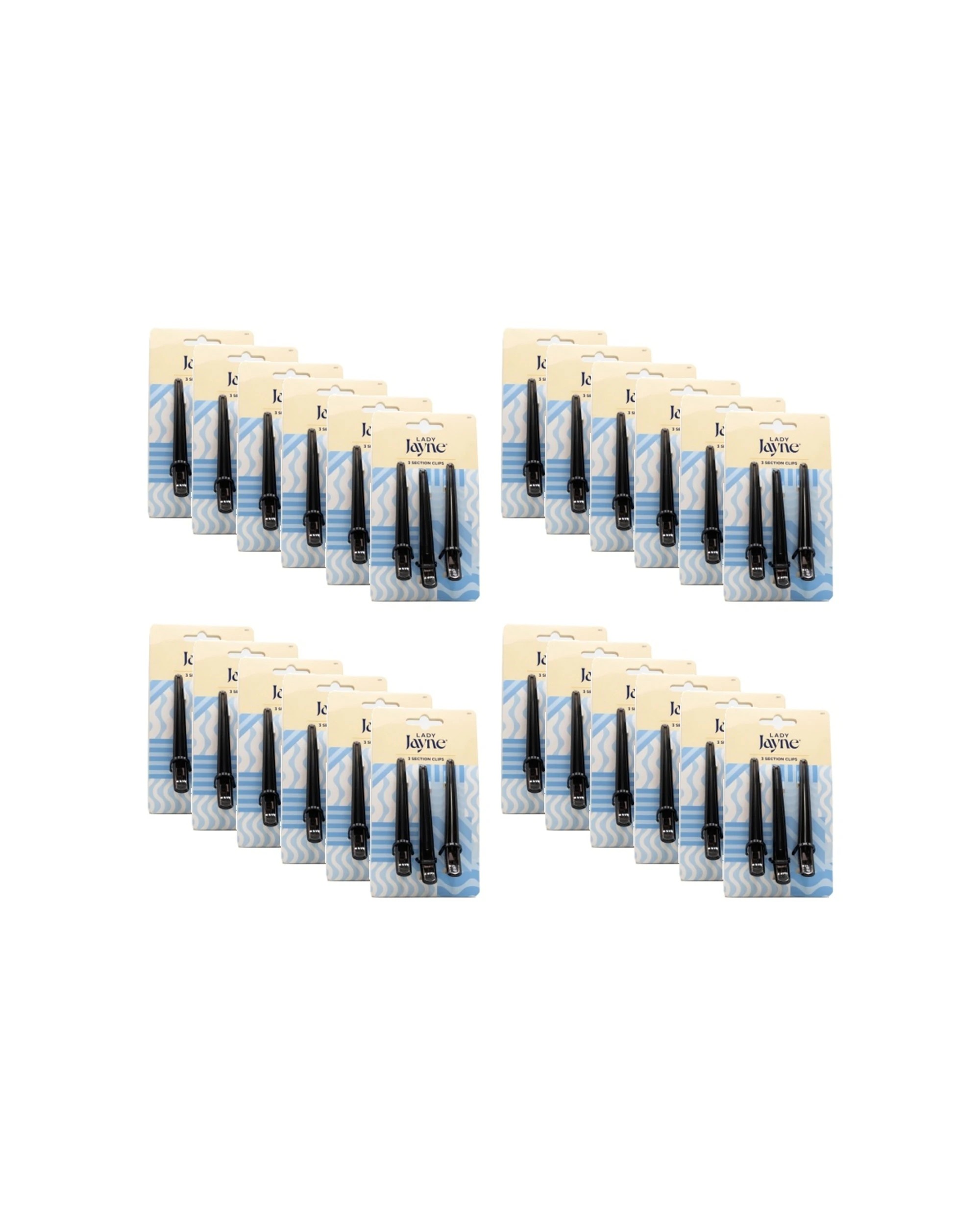 1 Lady Jayne 24x 3pc 3 Section Clips Set Womens Hair Accessories Metal Glossy Finish - Black, 1 of 3
