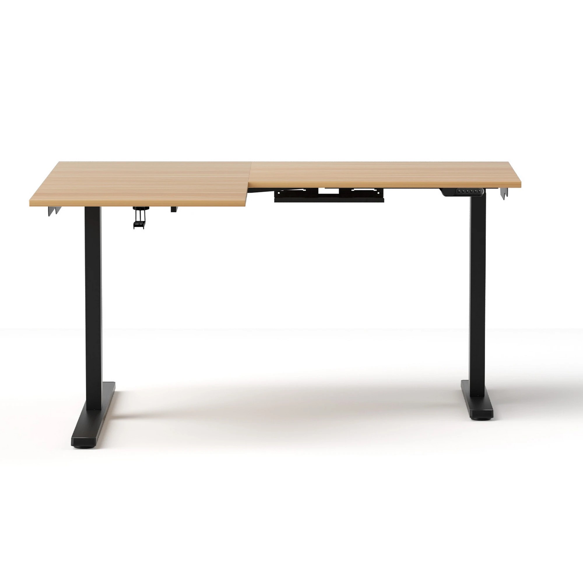 3 Artiss L-Shape Electric Standing Desk Sit Stand Up Height Adjustable Motorised - Brown, 3 of 9