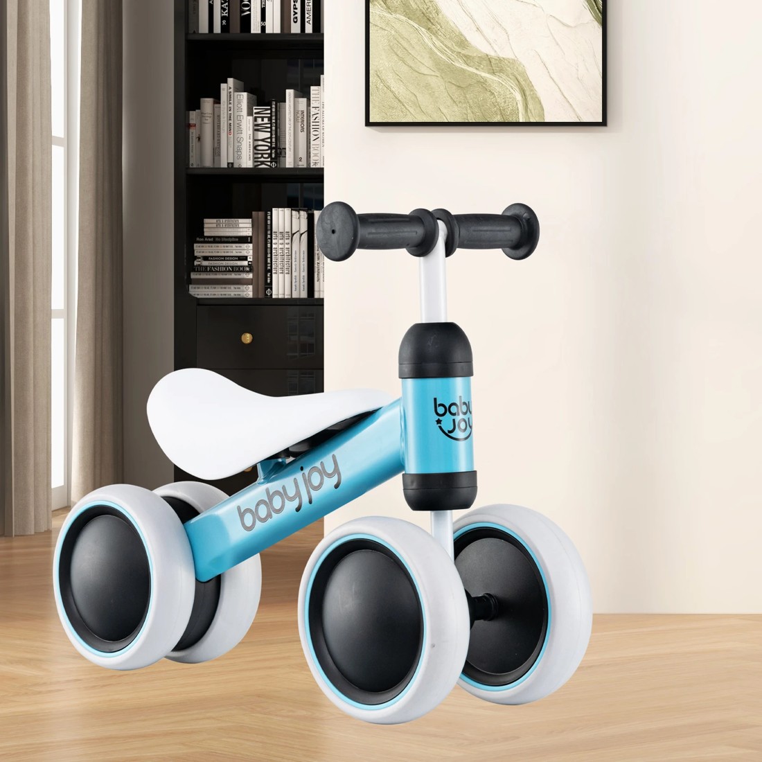 4 Costway 4 Wheels Kids Balance Bike Ride On Toy - Blue, 4 of 5