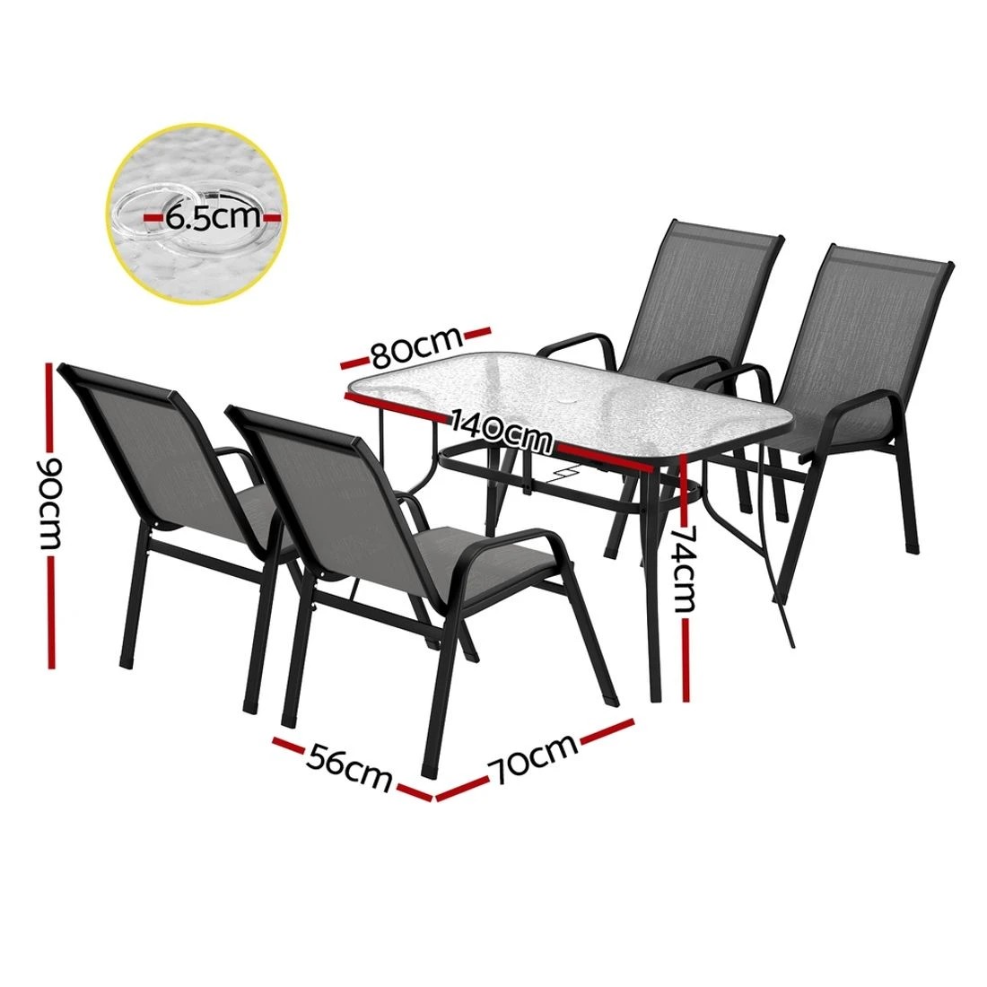 2 Gardeon 5PC Outdoor Dining Set Table and Chairs - Grey, 2 of 7