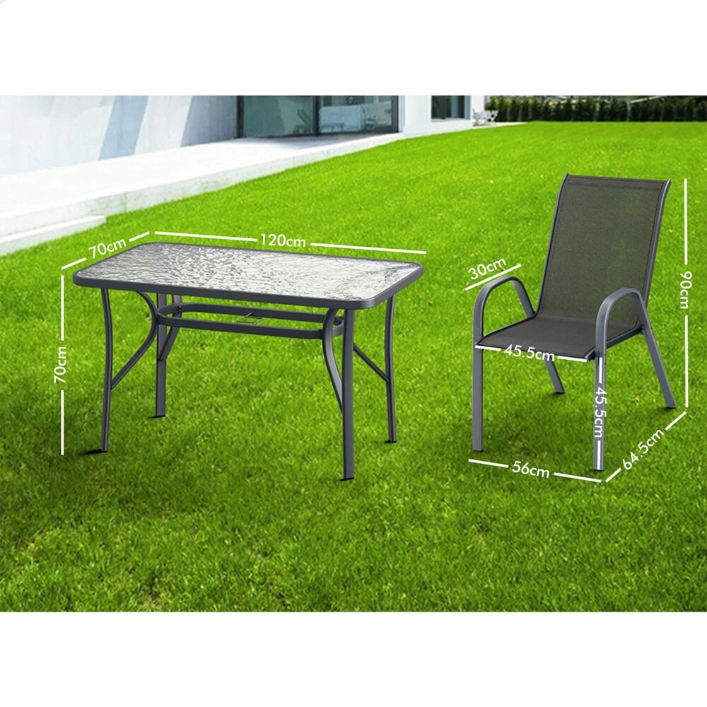 9 Alfordson 5PCS Outdoor Dining Set Table and Chairs Patio Furniture Garden - Grey, 9 of 10