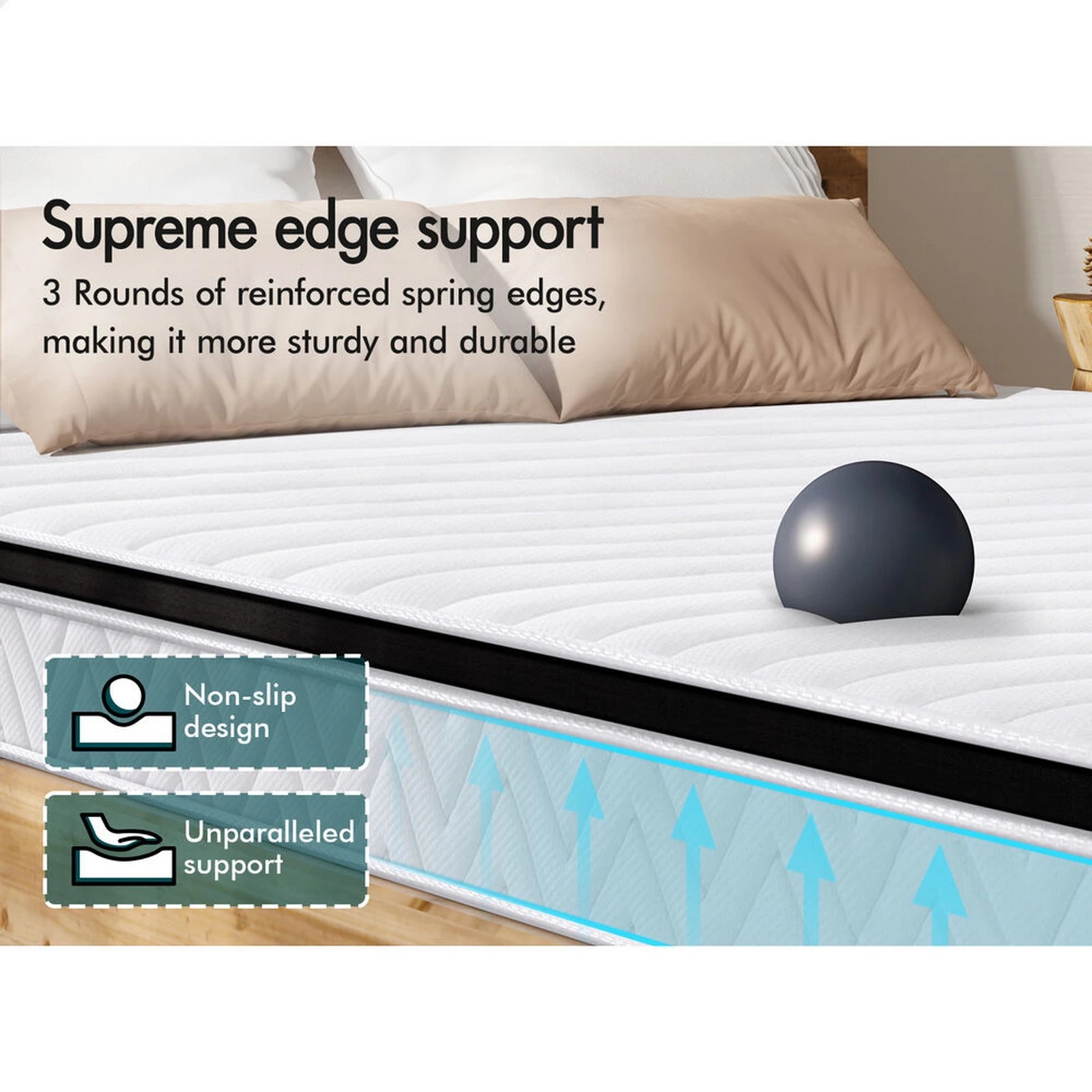 9 Alfordson Mattress 17CM Euro Top Spring Foam Bedding Medium Firm - Queen Bed, 9 of 10