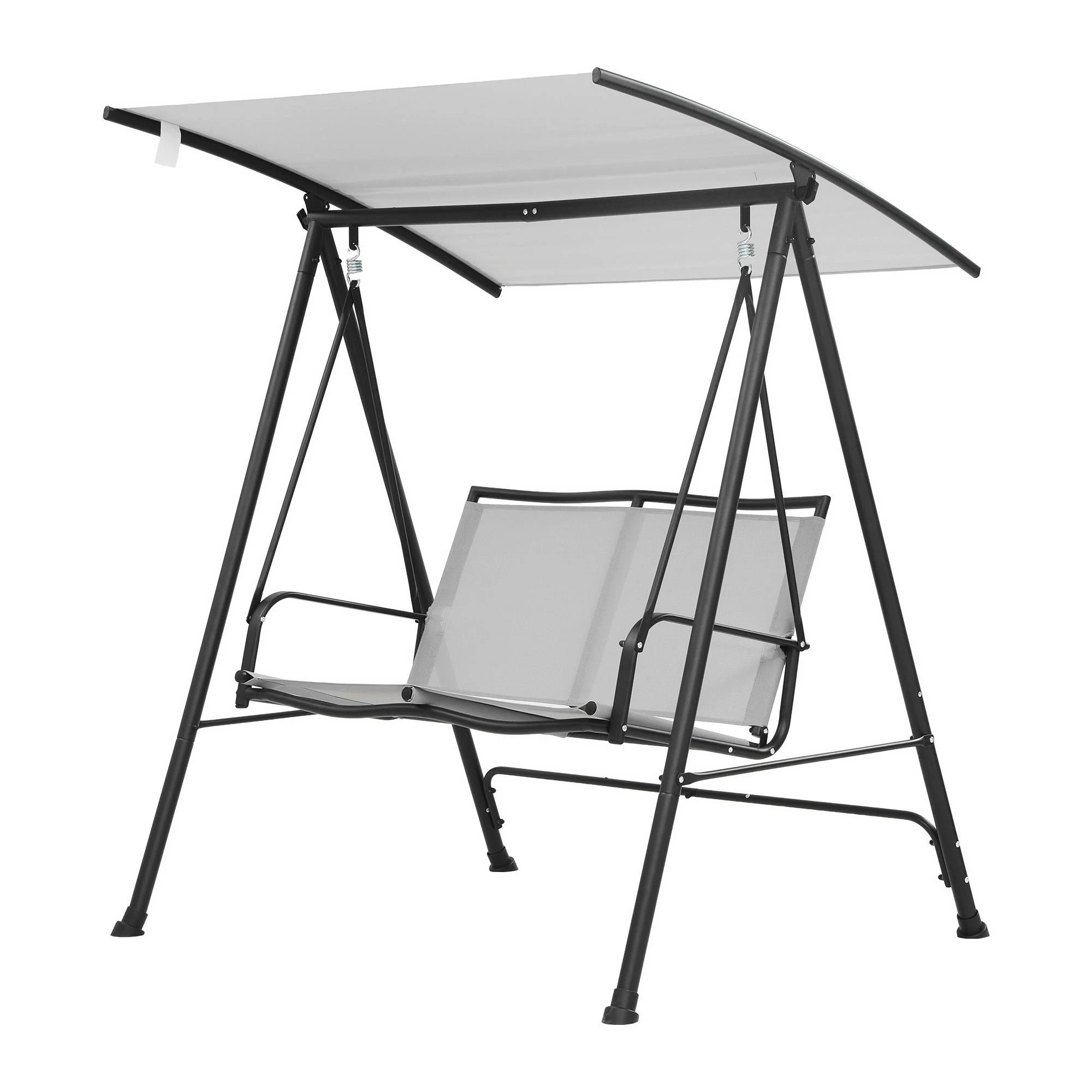 1 Gardeon Outdoor Swing Chair with Stand Adjustable Canopy 2-Seater Hanging Chair 142cmx172cm 250kg Capacity - Grey, 1 of 8