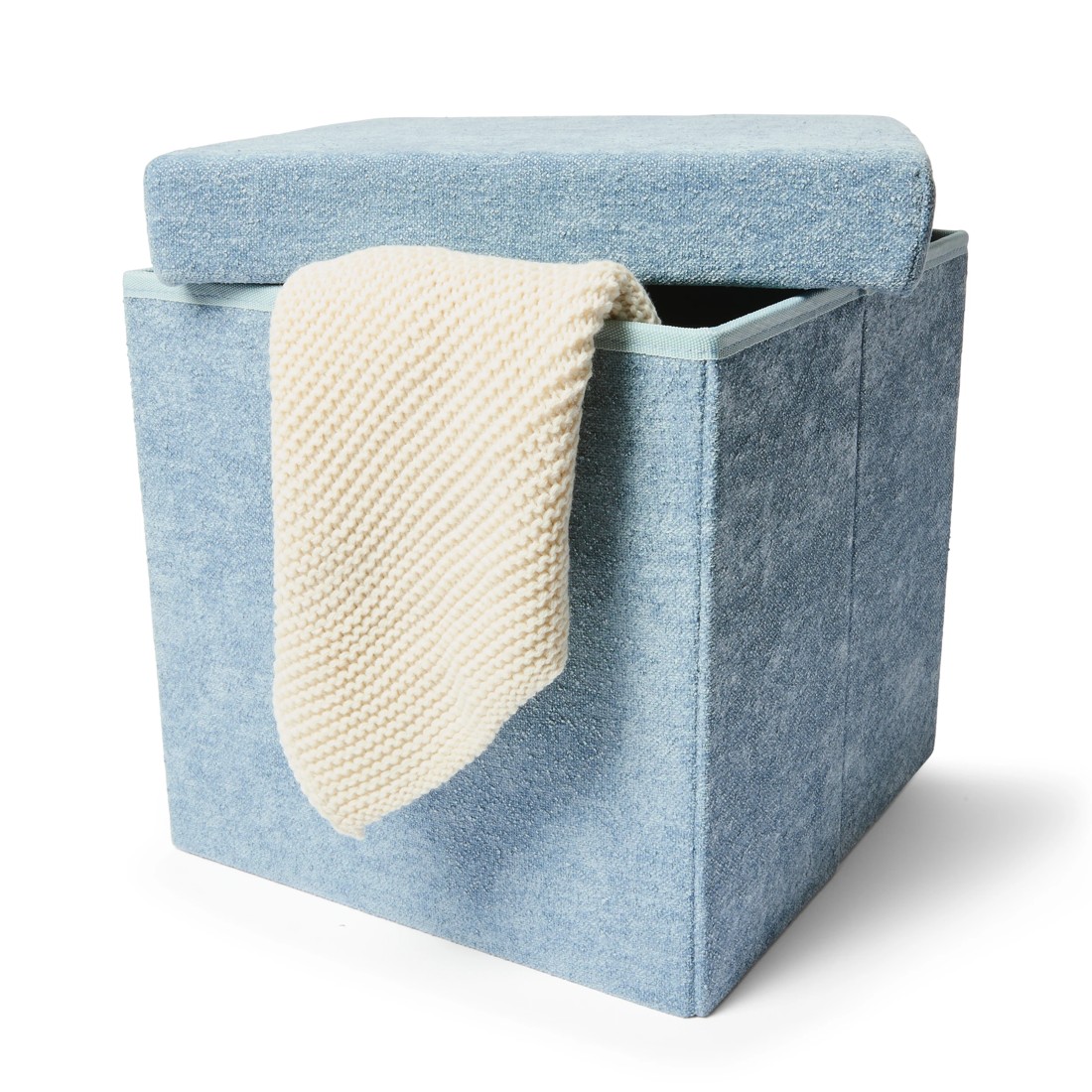 3 Square Storage Ottoman - Blue, 3 of 10