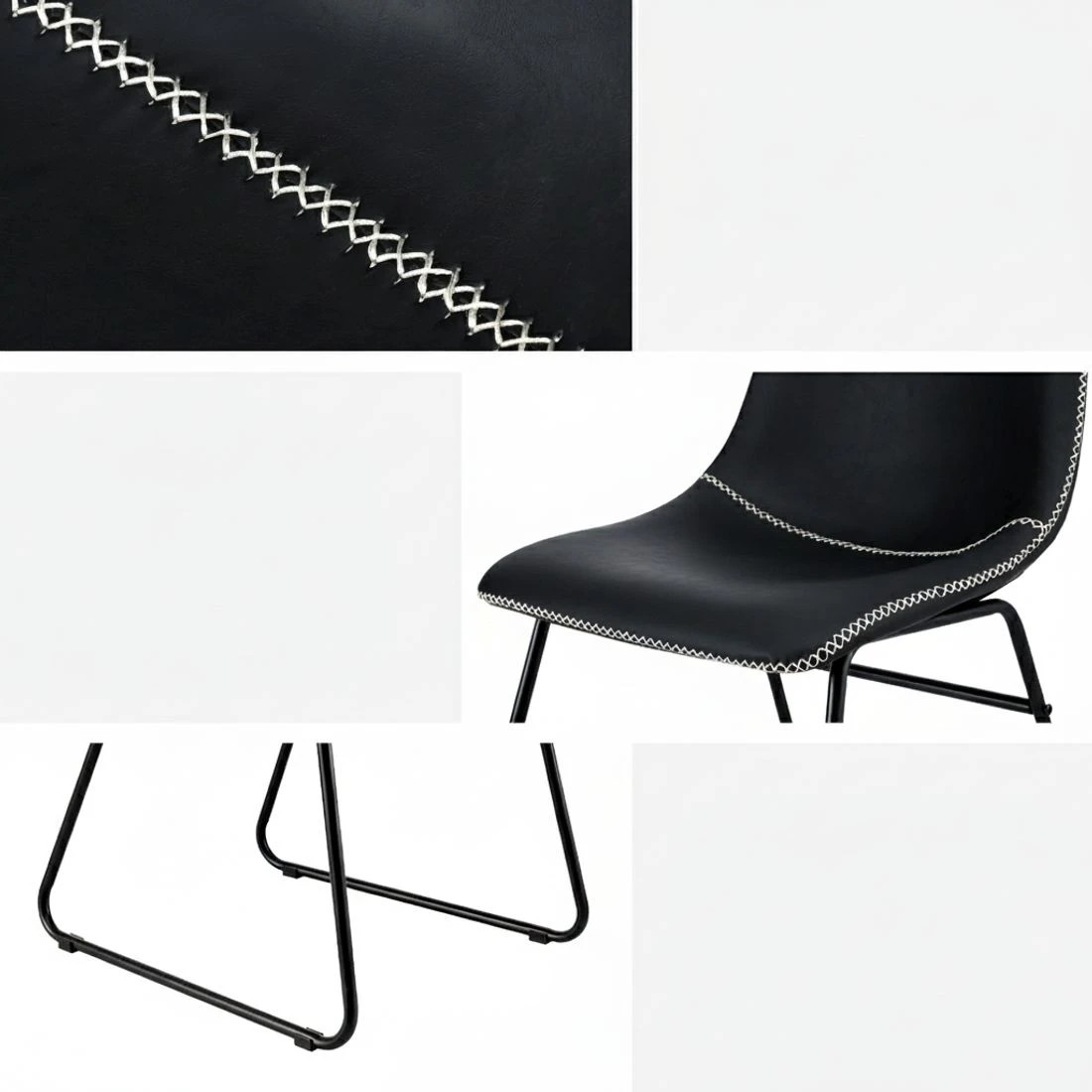 6 Artiss 2x Dining Chairs Retro PU Leather Kitchen Lounge Cafe Accent Chair - Black, 6 of 6