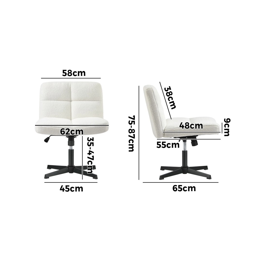 4 Oikiture Armless Office Desk Chair Boucle
 - White, 4 of 10