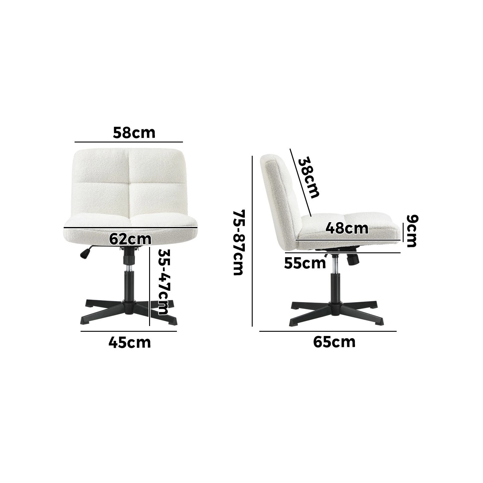 4 Oikiture Armless Office Desk Chair Boucle
 - White, 4 of 10