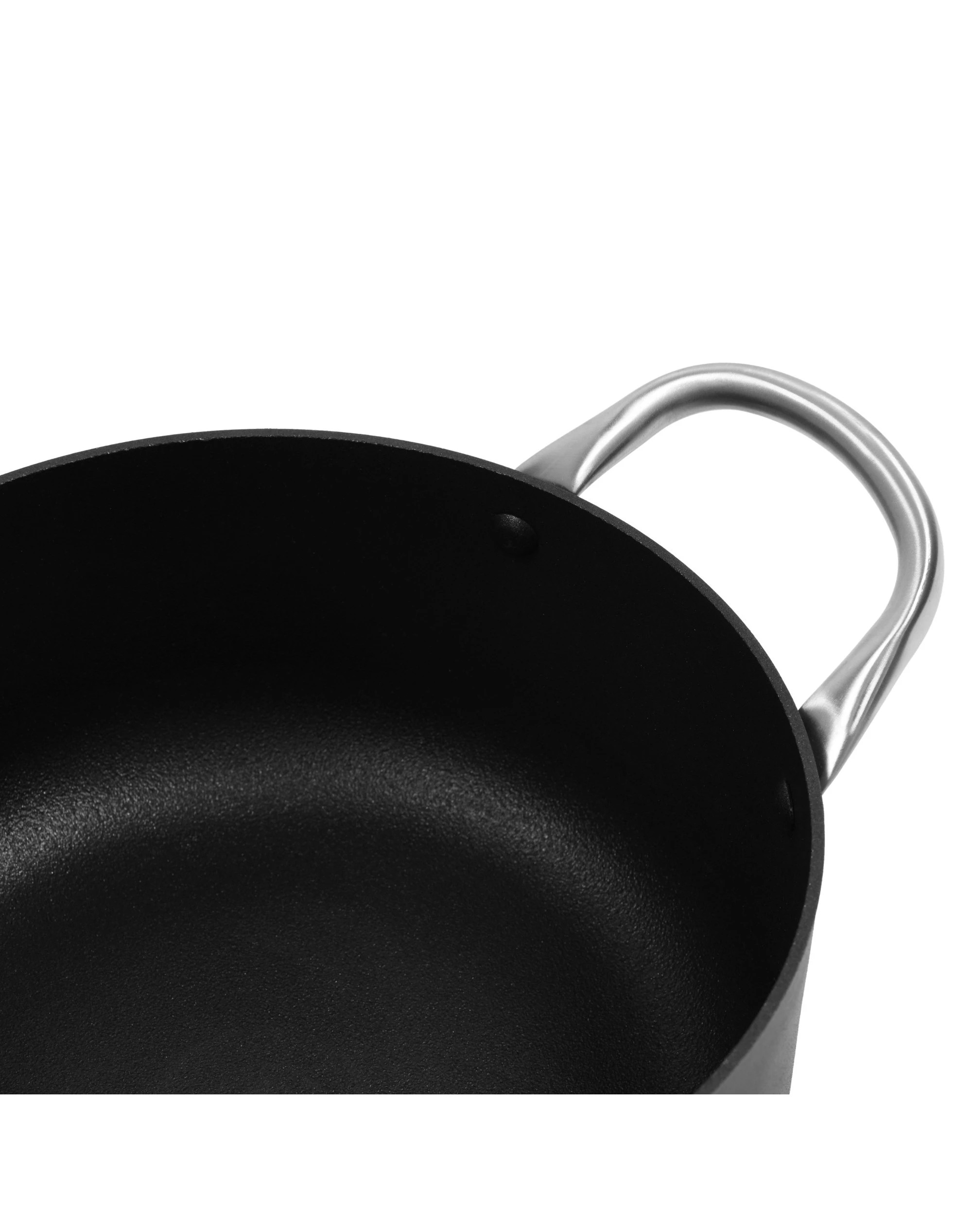 7 Gourmet Kitchen Meteore Non-Stick Casserole with Flat Lid 24cm - Black and Silver, 7 of 8