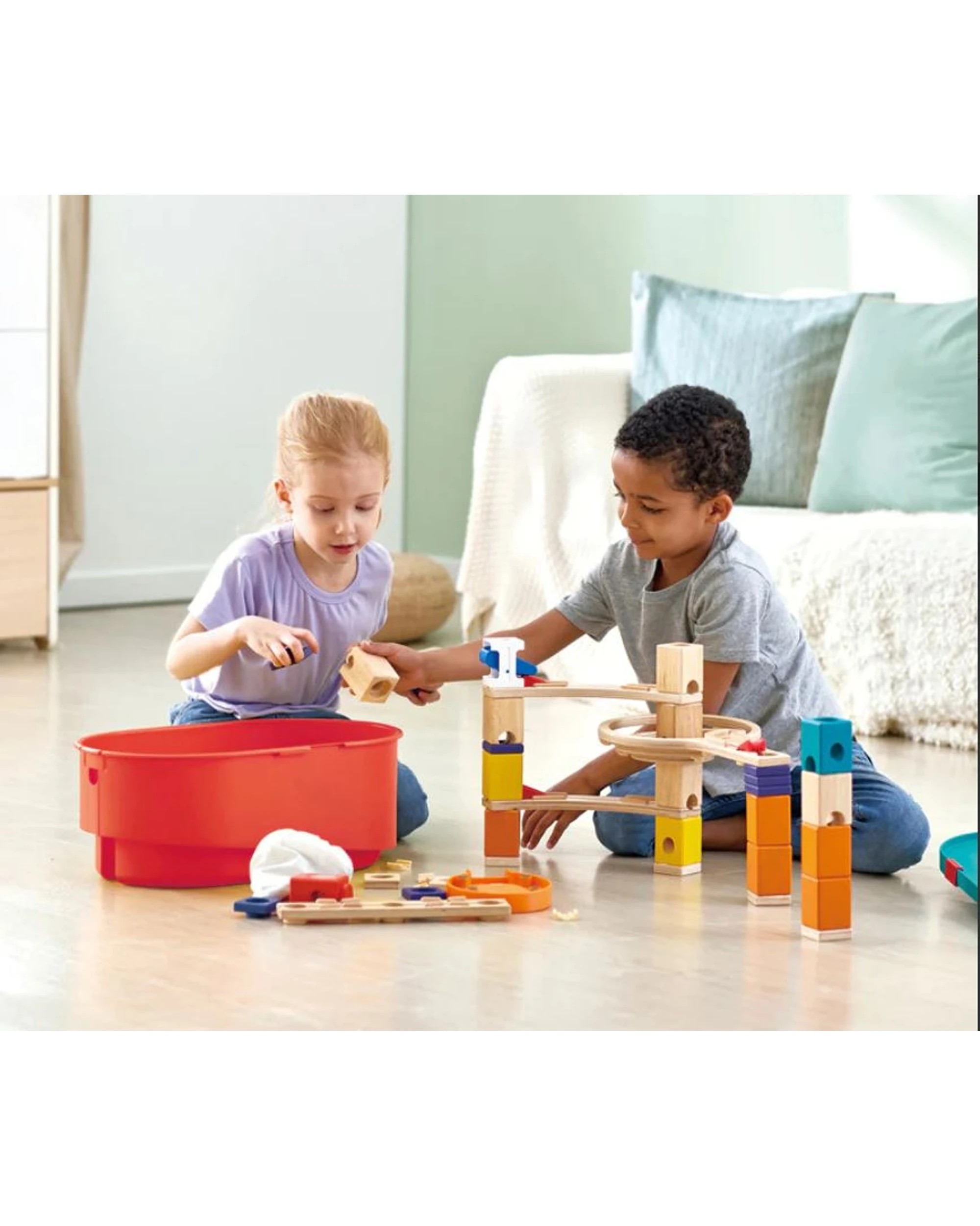 5 Hape Quadrilla Stack Track Bucket Marble Run Toy Set - Multi, 5 of 6