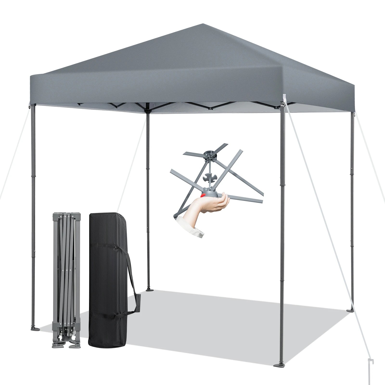 1 Costway 2x2m Gazebo Pop-up Marquee Portable Sun Shelter - Grey, 1 of 2