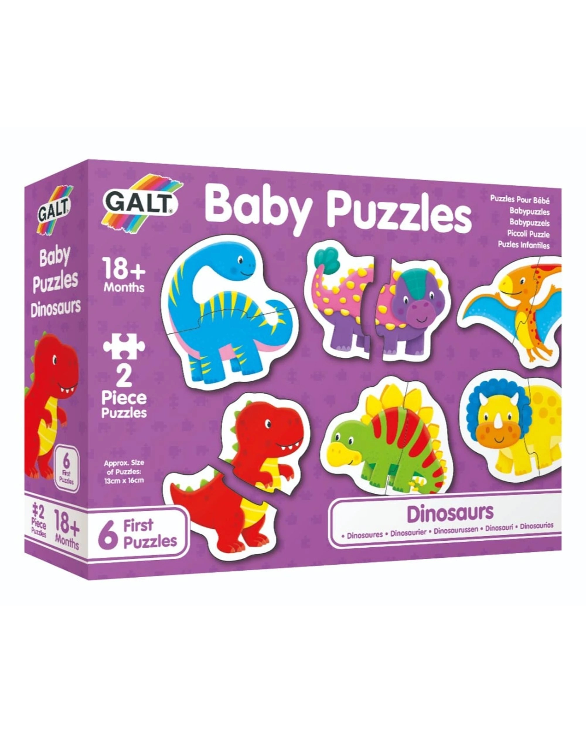 1 Galt Baby Puzzles Dinosaurs 6 x 2 Piece Jigsaw Puzzles, 1 of 1