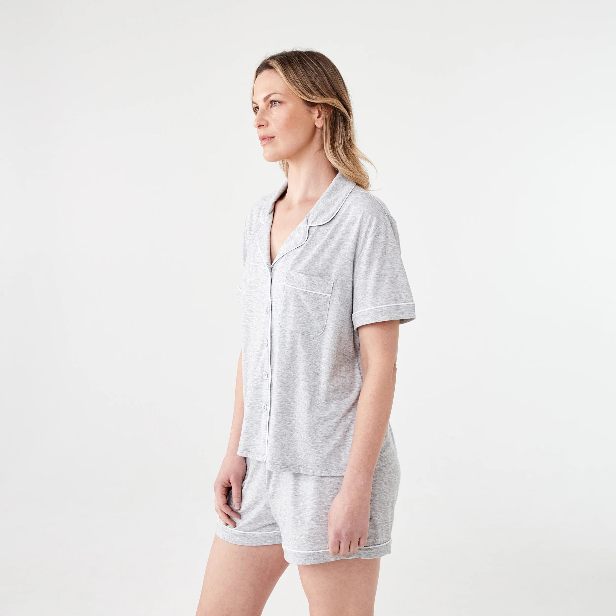 2 Short Sleeve Top and Shorts Comfort Pyjama Set Slvr Marle, 2 of 9