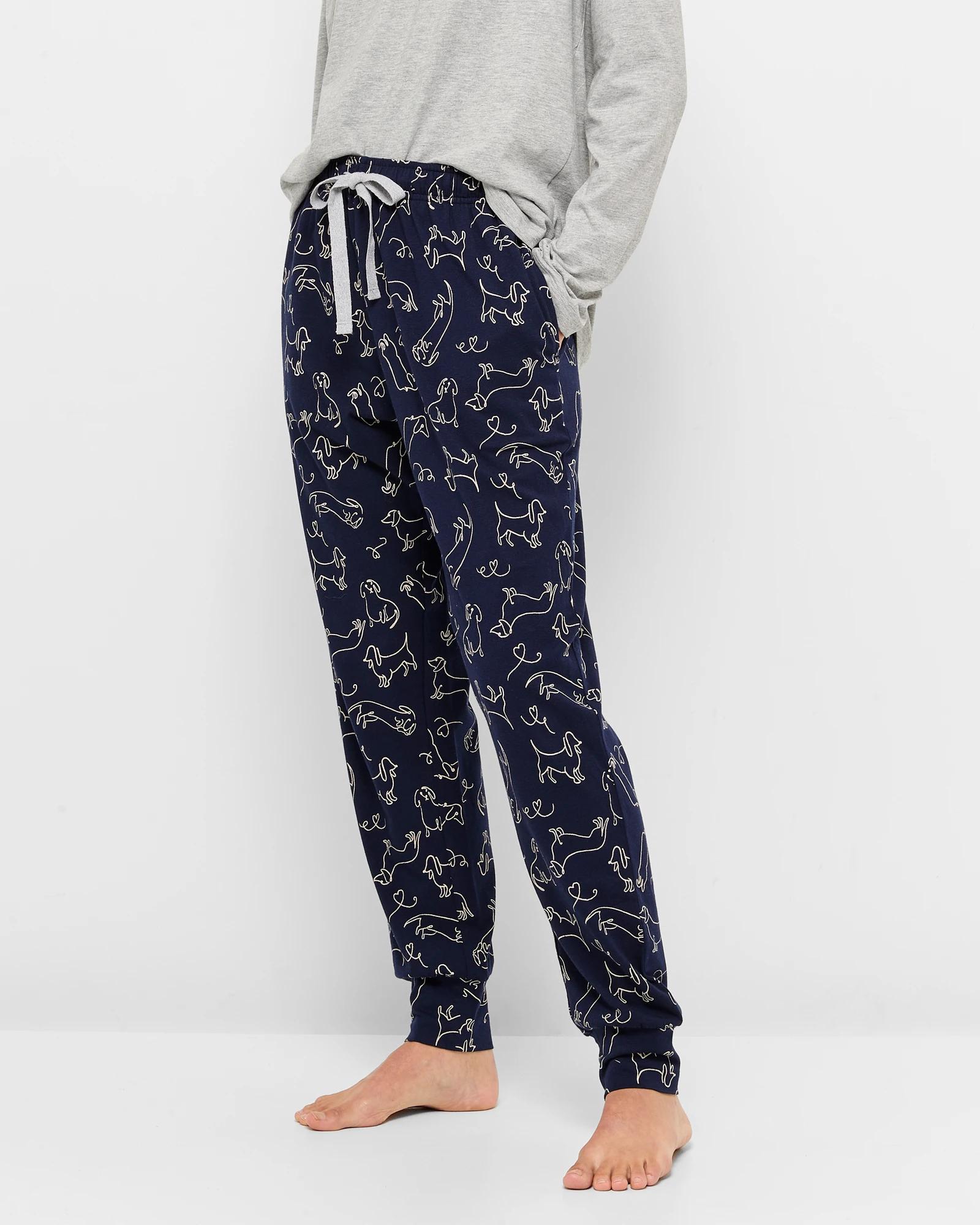 3 Target Australian Cotton Printed Sleep Jogger Pants NAVY SQUIGGLE DOG, 3 of 5