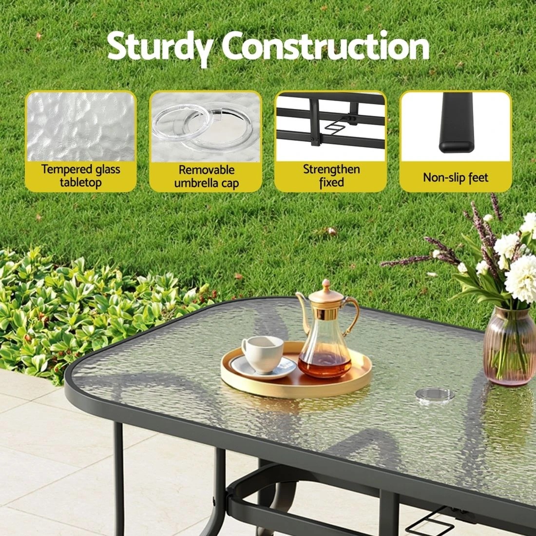 6 Gardeon 7PC Outdoor Dining Set Table and Chairs - Grey, 6 of 6