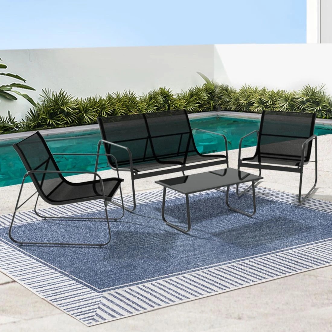 3 Gardeon Outdoor Sofa Set Lounge Setting - Black, 3 of 4