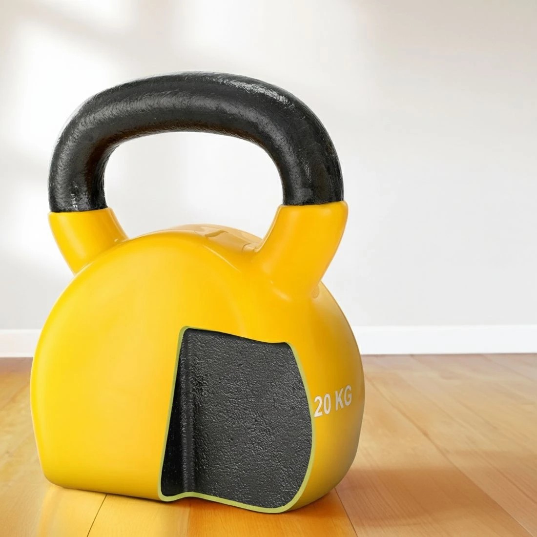 4 Everfit 20kg Kettlebell Set Weightlifting Bench Dumbbells Kettle Bell Gym Home - Yellow, 4 of 6
