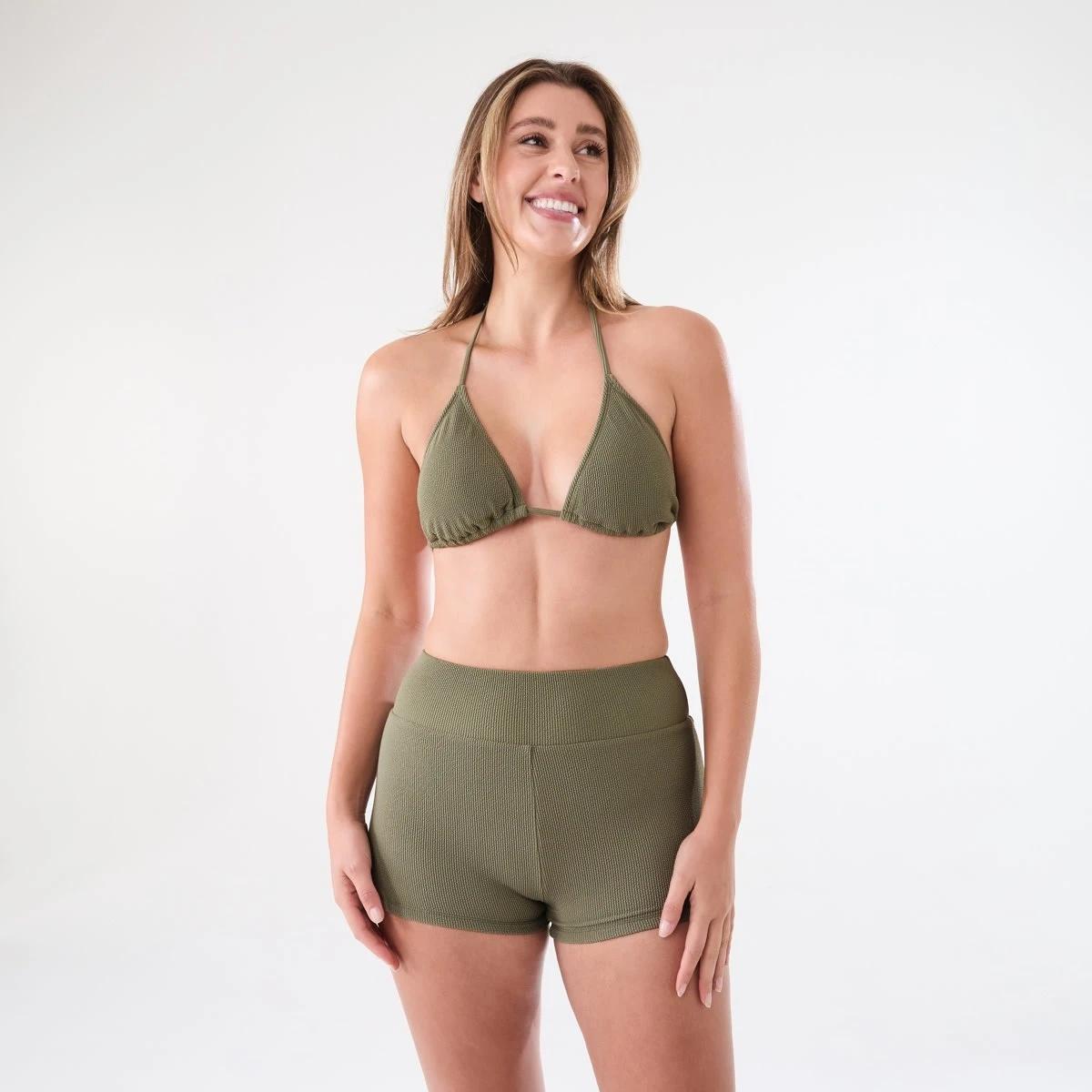 6 Slider Triangle Crinkle Bikini Top BURNT OLIVE, 6 of 6