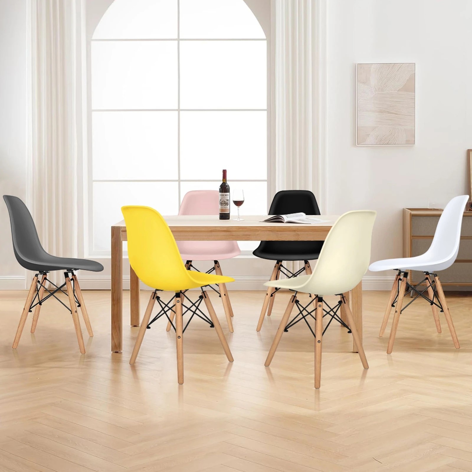 5 Alfordson 4x Dining Chairs Retro Steel Kitchen Lounge Cafe Solid Wood - Grey, 5 of 10