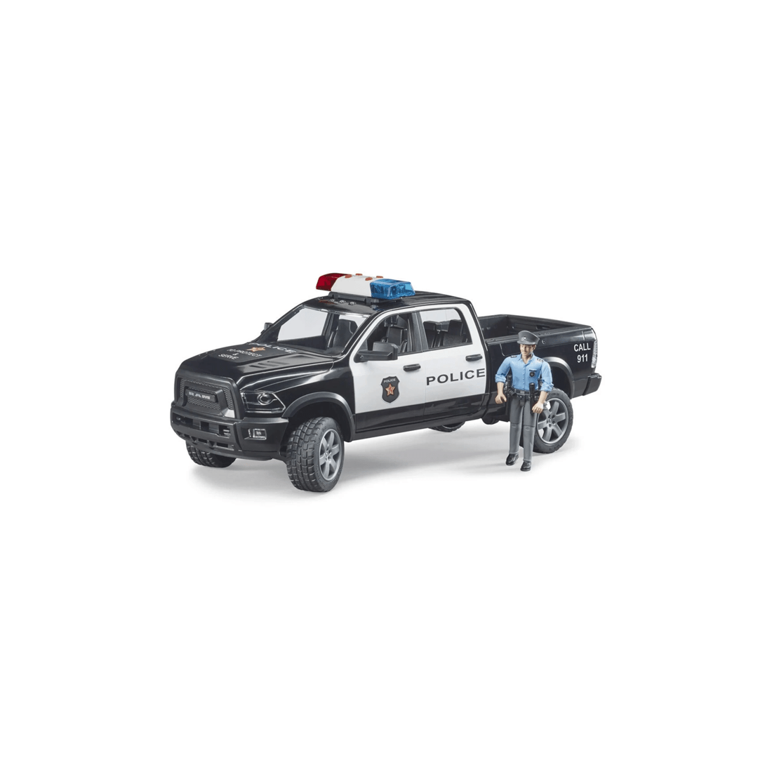 1 Bruder Police Truck Vehicle With Light Sound Policeman Figure Toy 4 Years Plus - Black, 1 of 4