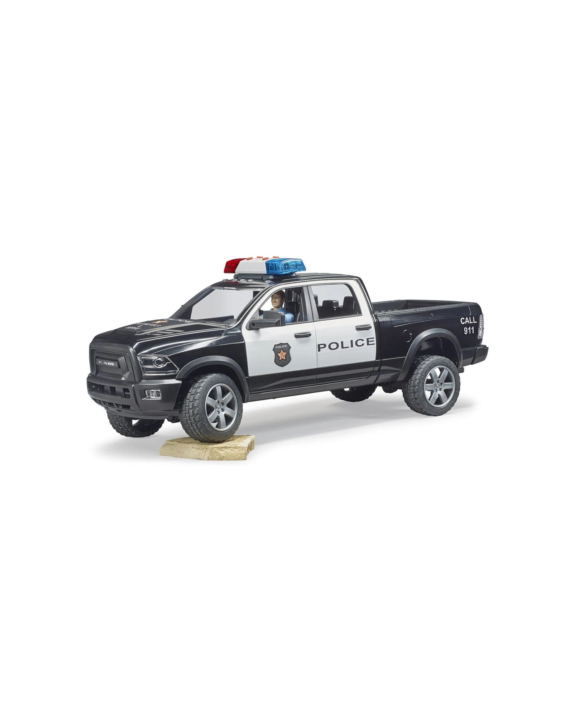 1 Bruder Police Truck Vehicle With Light Sound Policeman Figure Toy 4 Years Plus - Black, 1 of 4
