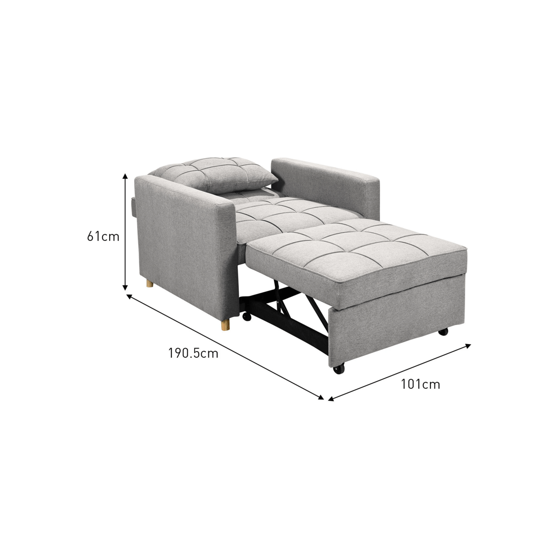 4 Suri 3-in-1 Convertible Sofa Chair Bed Lounger By Sarantino Light Grey, 4 of 10