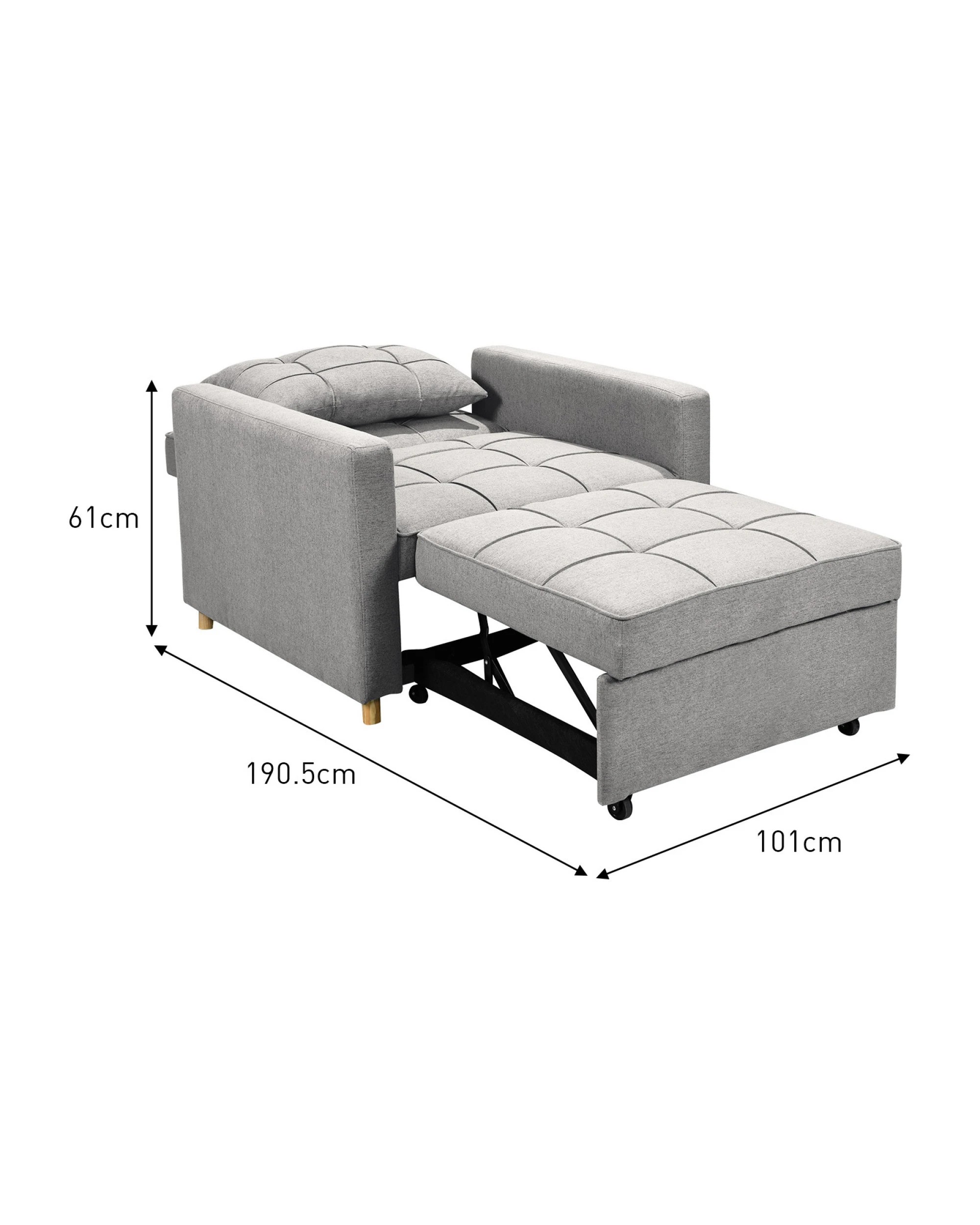 4 Suri 3-in-1 Convertible Sofa Chair Bed Lounger By Sarantino Light Grey, 4 of 10