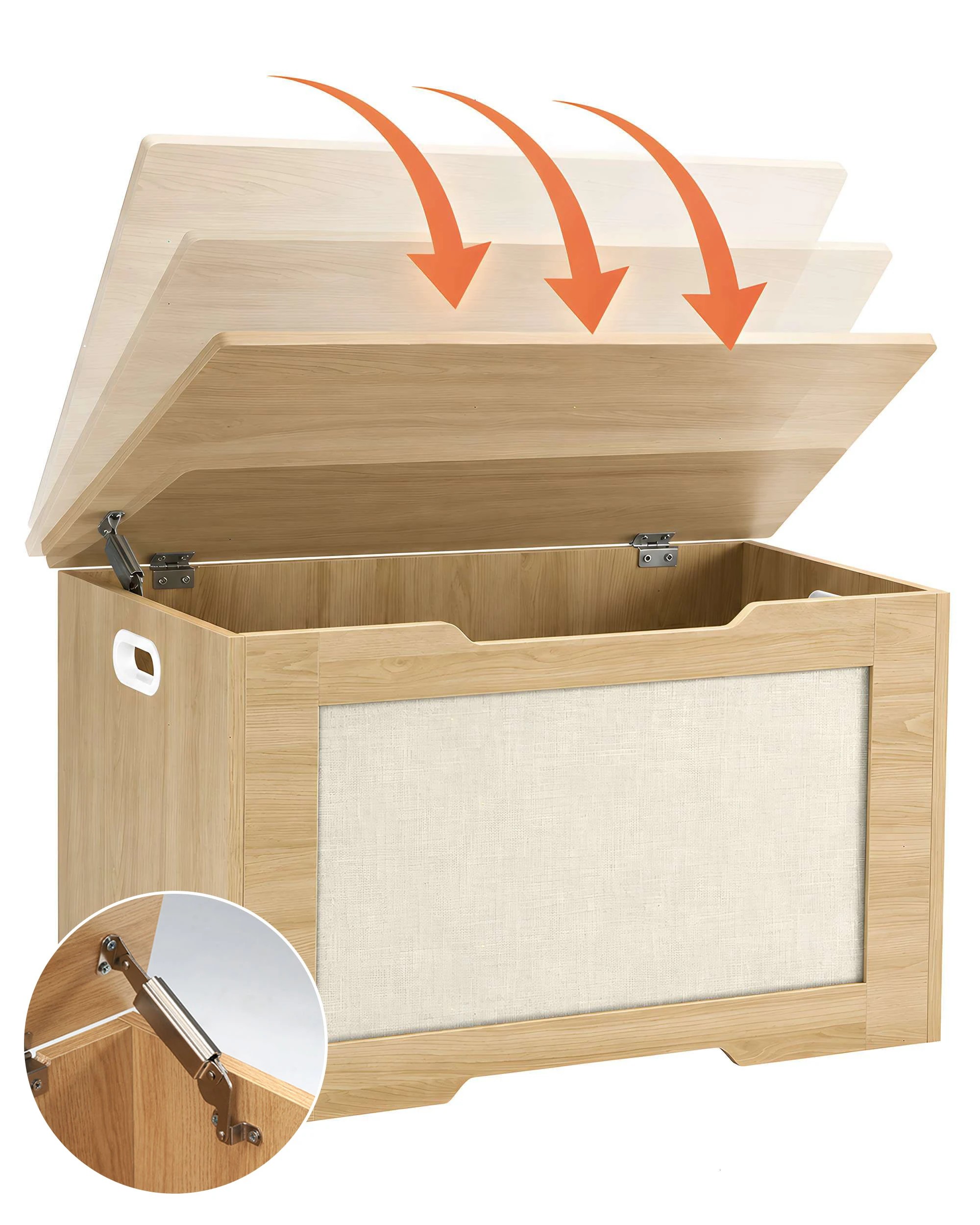6 PlayPals 120L Kids Toy Box Storage Chest Room Container Bench - Natural, 6 of 10