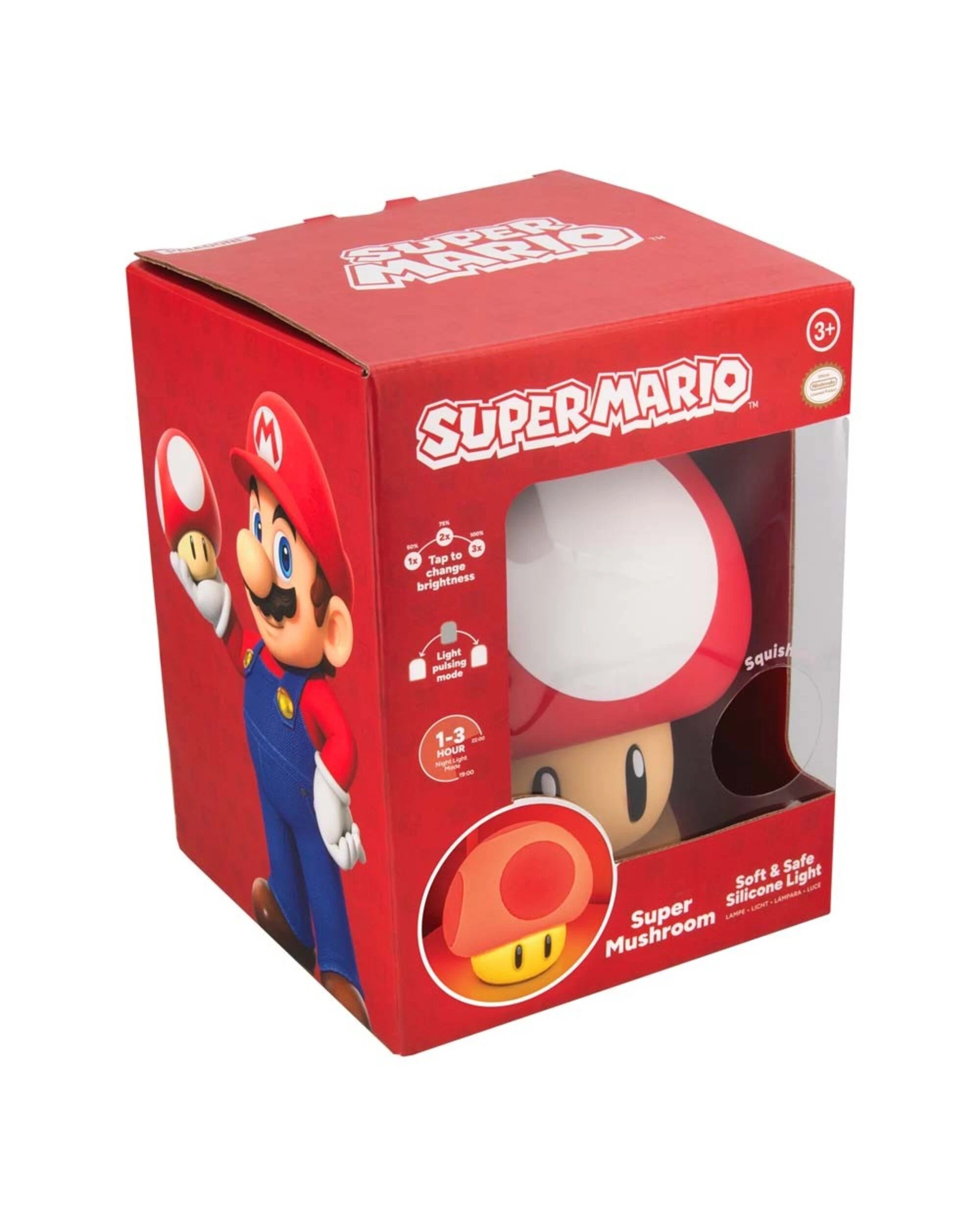 3 Super Mario - Super Mushroom SquishyGlo Rechargeable Light - Red, 3 of 5